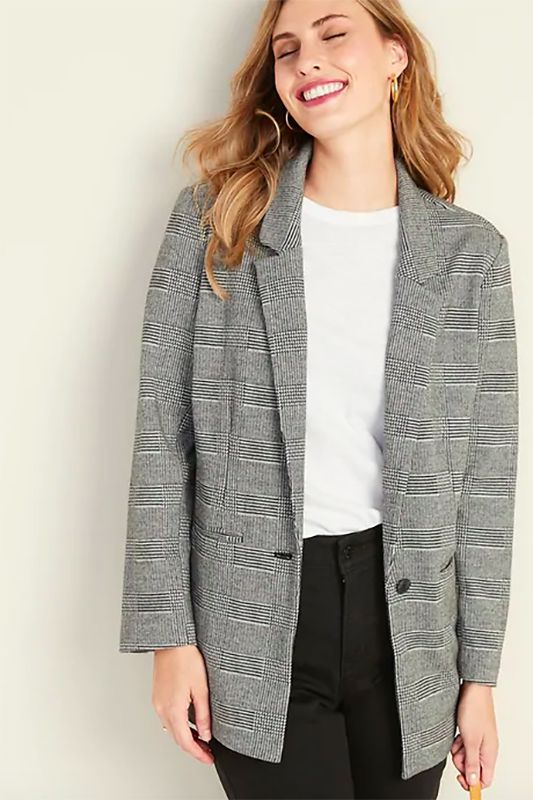 Jacquard Boyfriend Blazer for Women