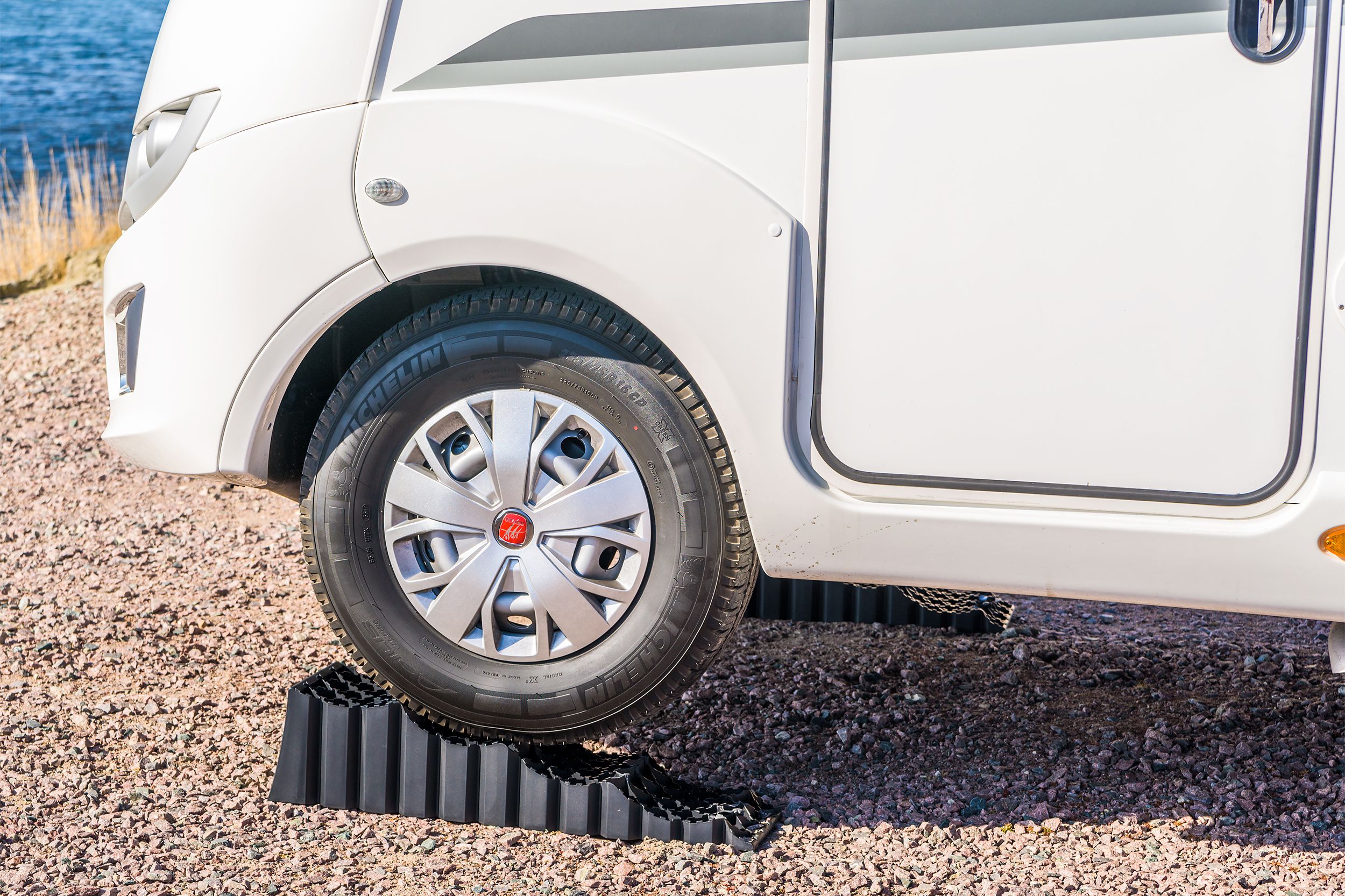 Leveling Blocks under an RV wheel