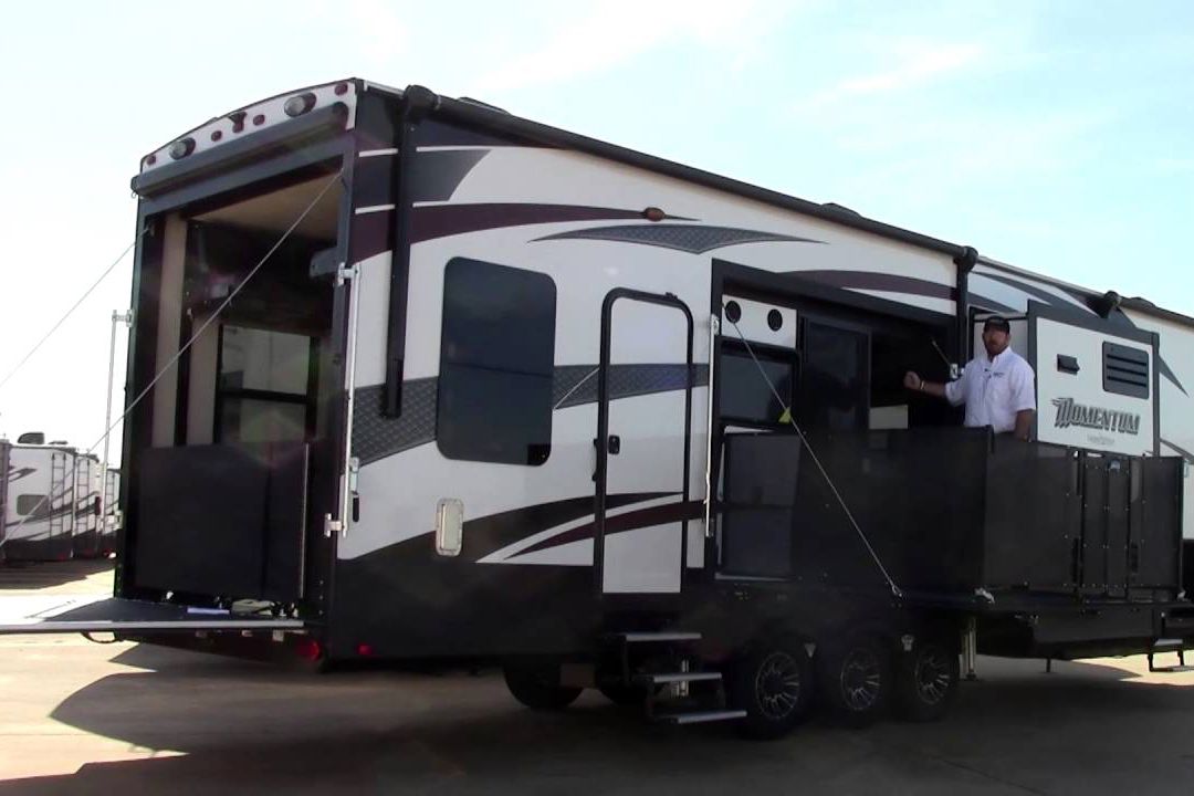 Large motorhome with a toy hauler
