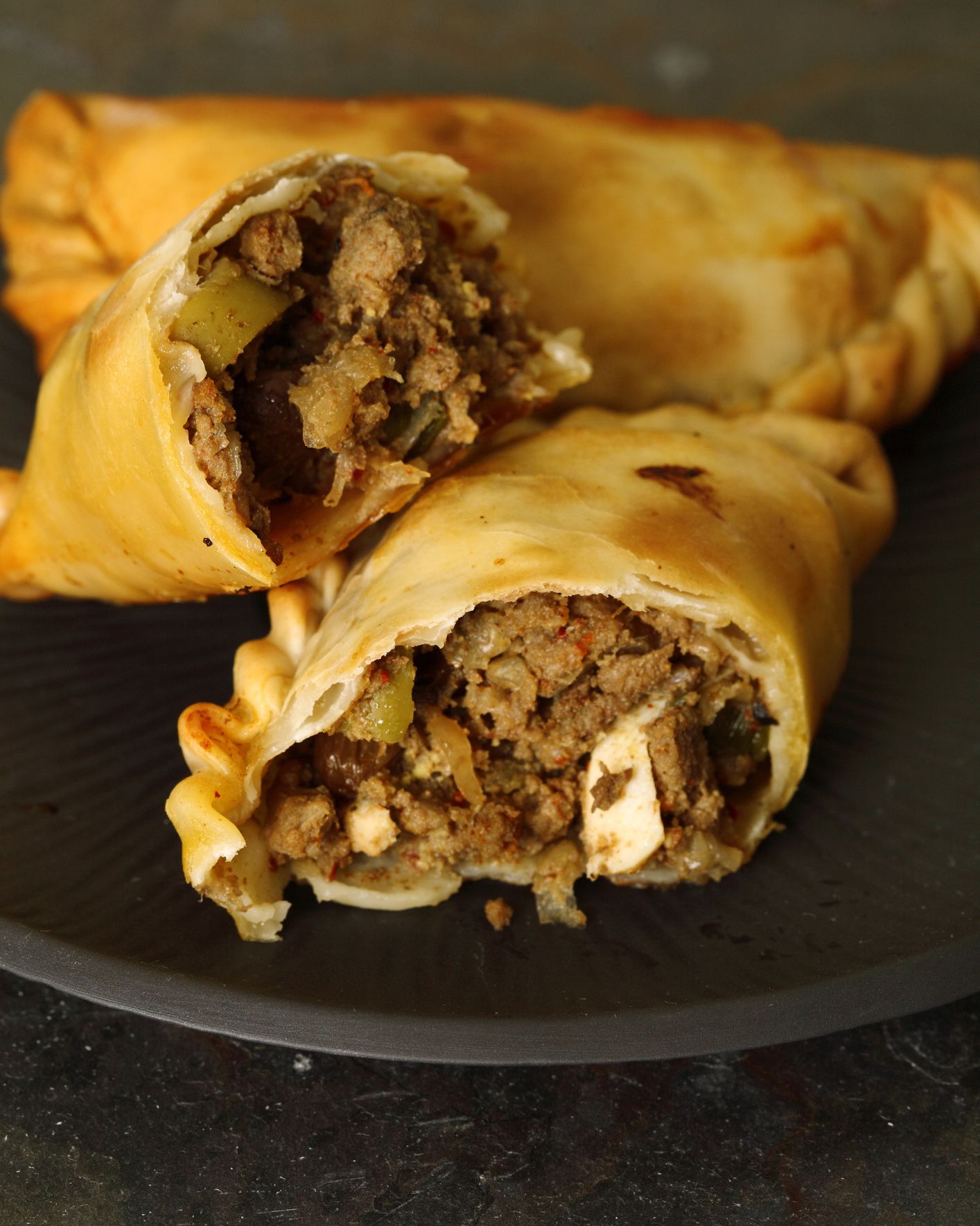 close-up of argentine empanadas on plate