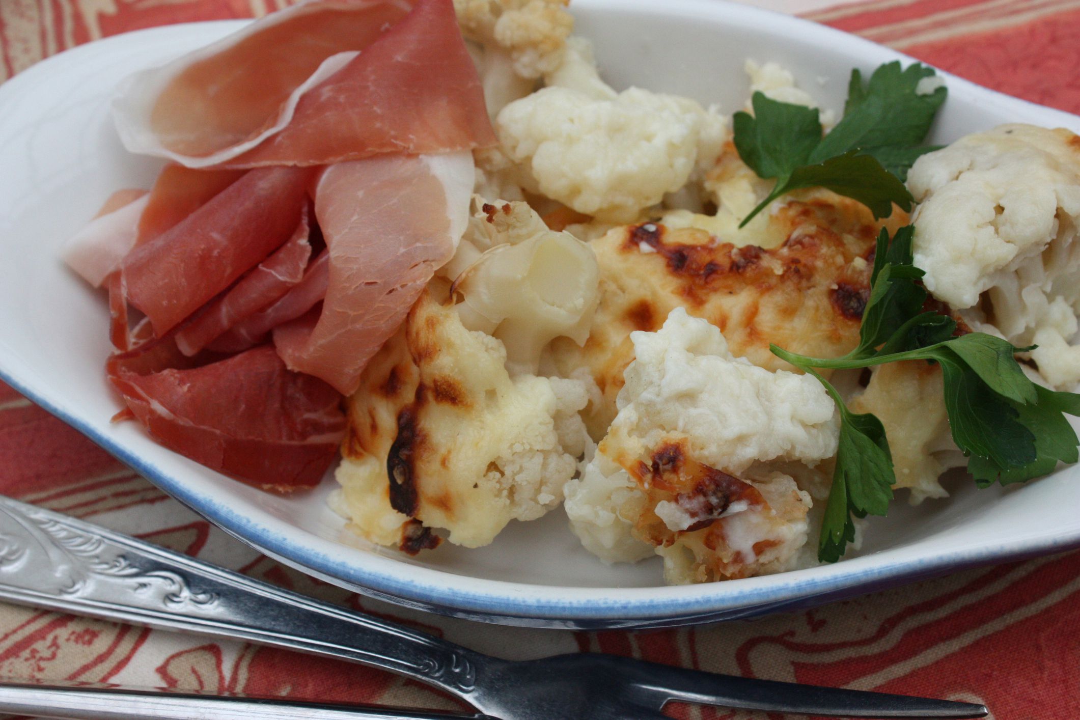 gratin de chou-fleur - jambon cru