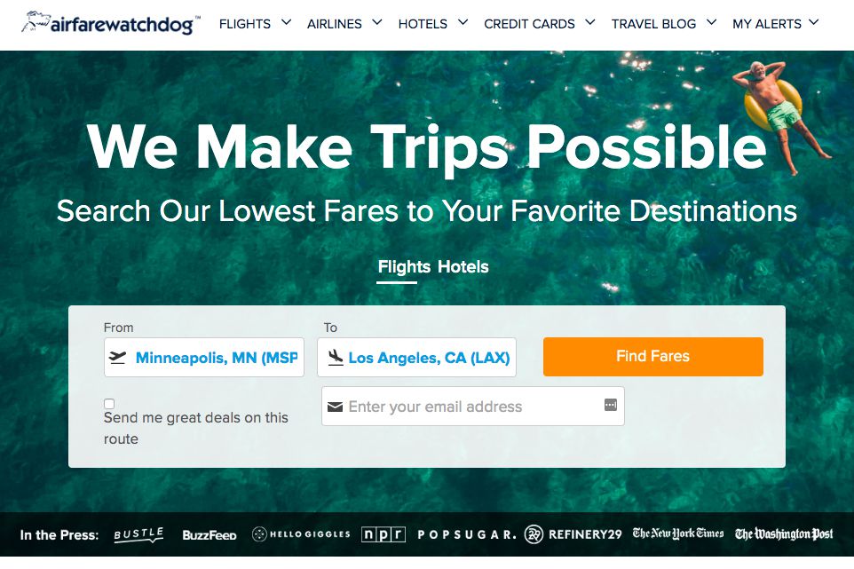 airfarewatchdog homepage