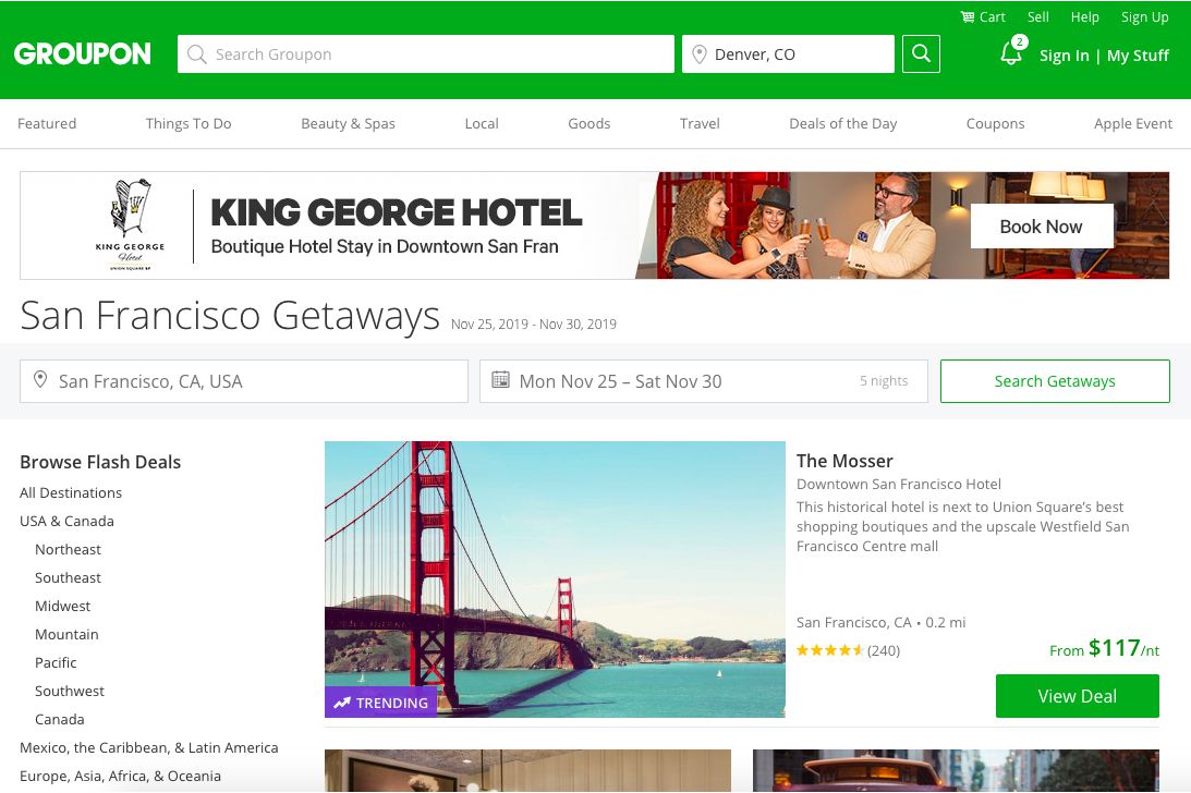 travel deals on Groupon