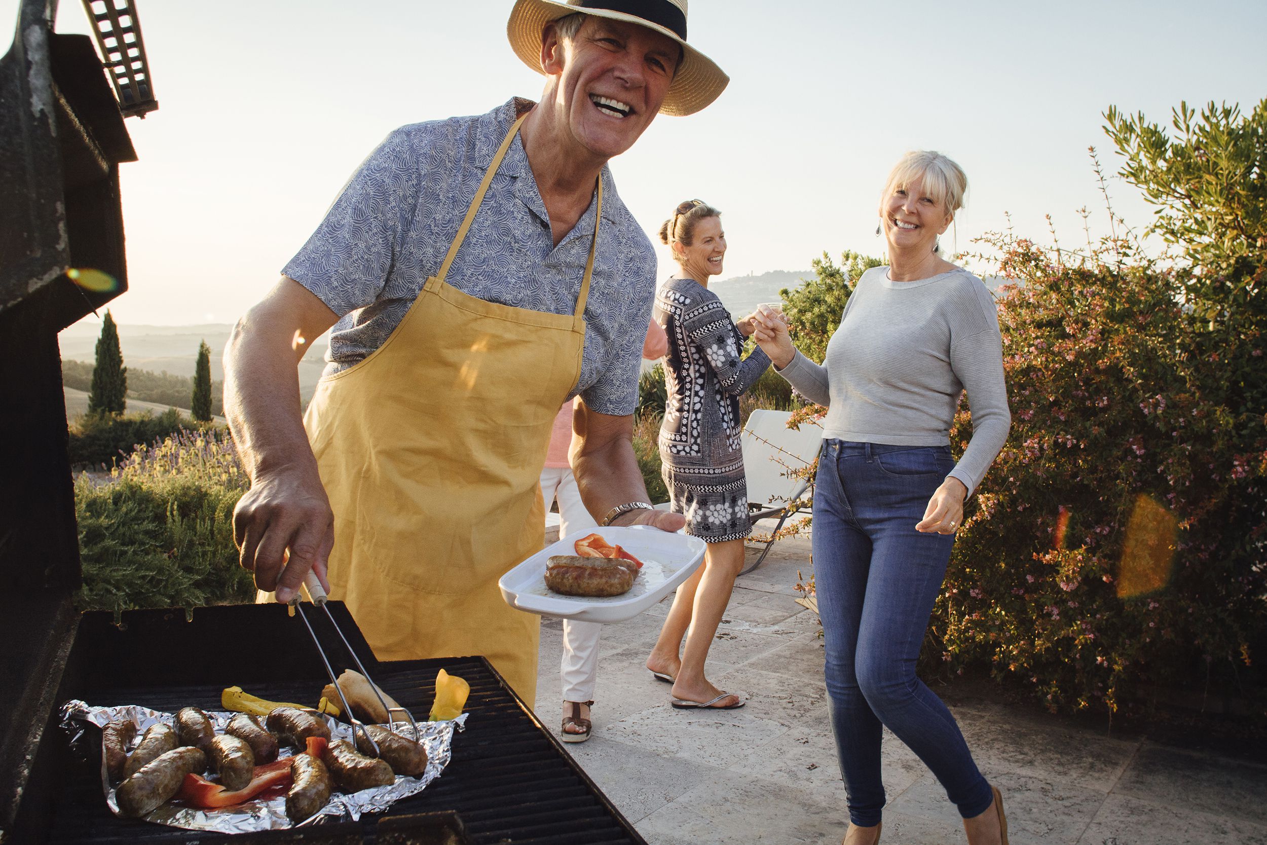 seniors having a bbq