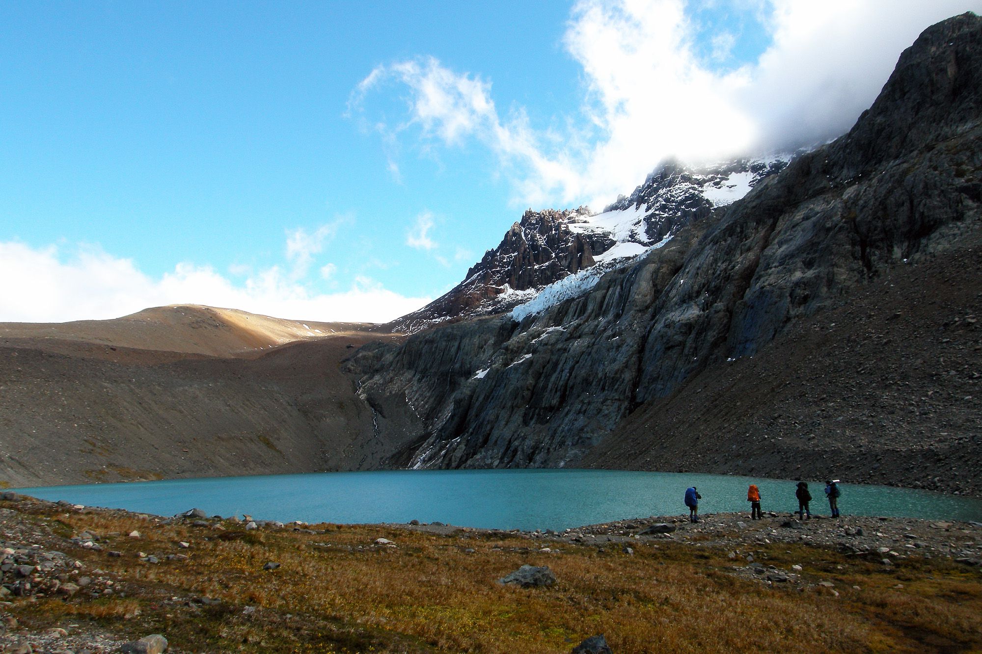 people looking view of cerro castillo national reserve, región de aysén, patagonia, chile