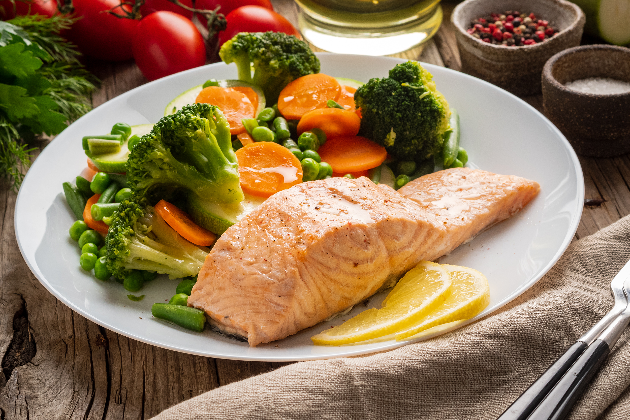 Salmon and vegetables