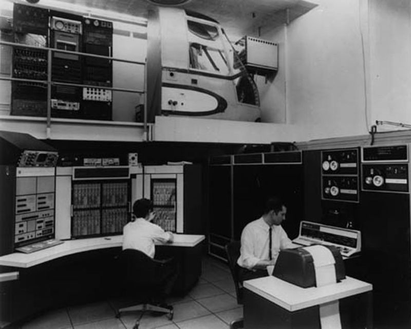 people on computers and ARPANET network, 1970s