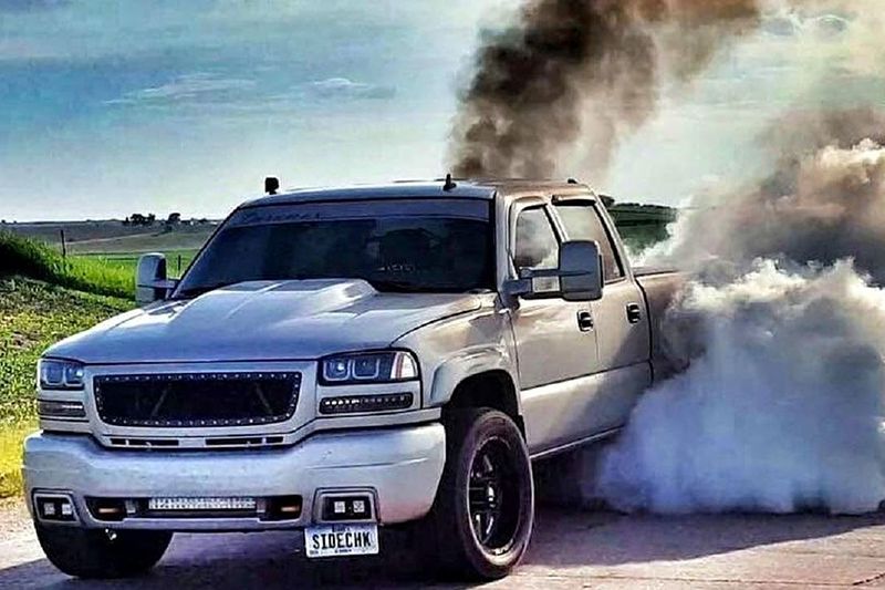 truck rolling coal