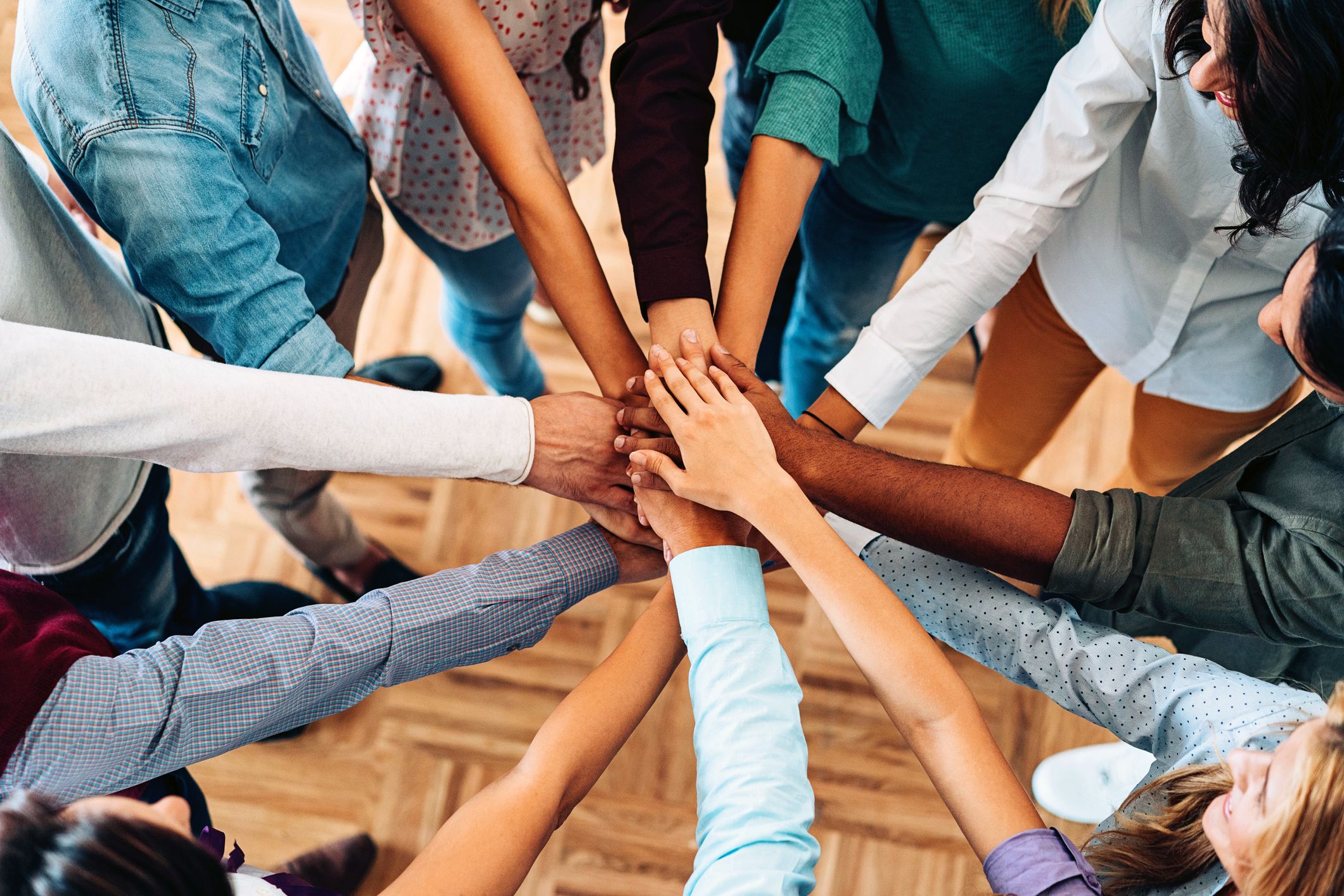 hands together teamwork-style