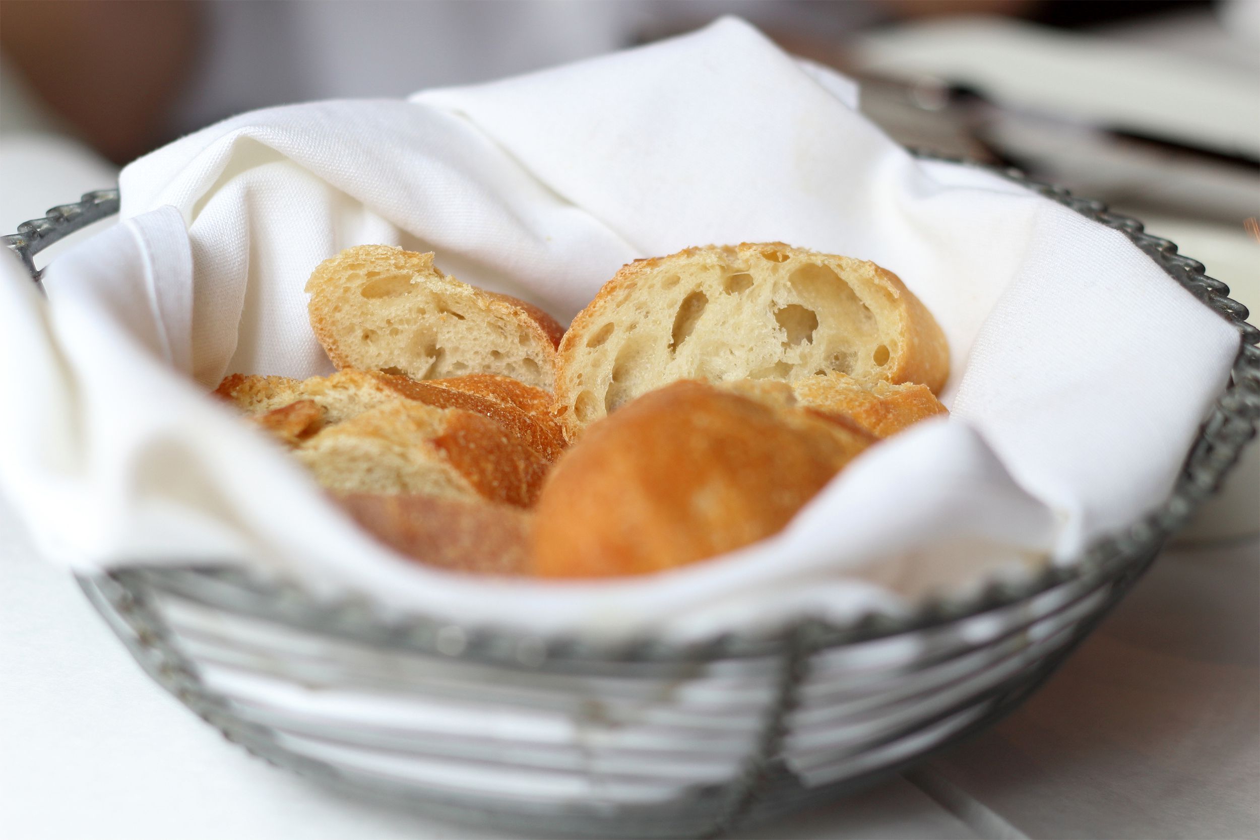 Bread basket at restaurant