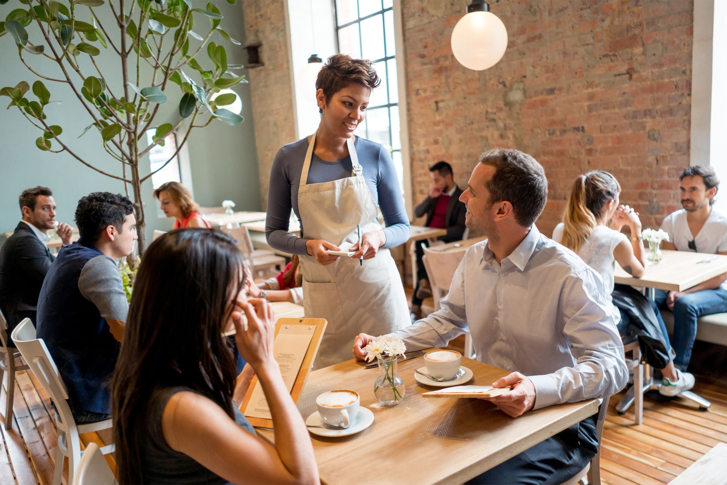 Talking to waitress