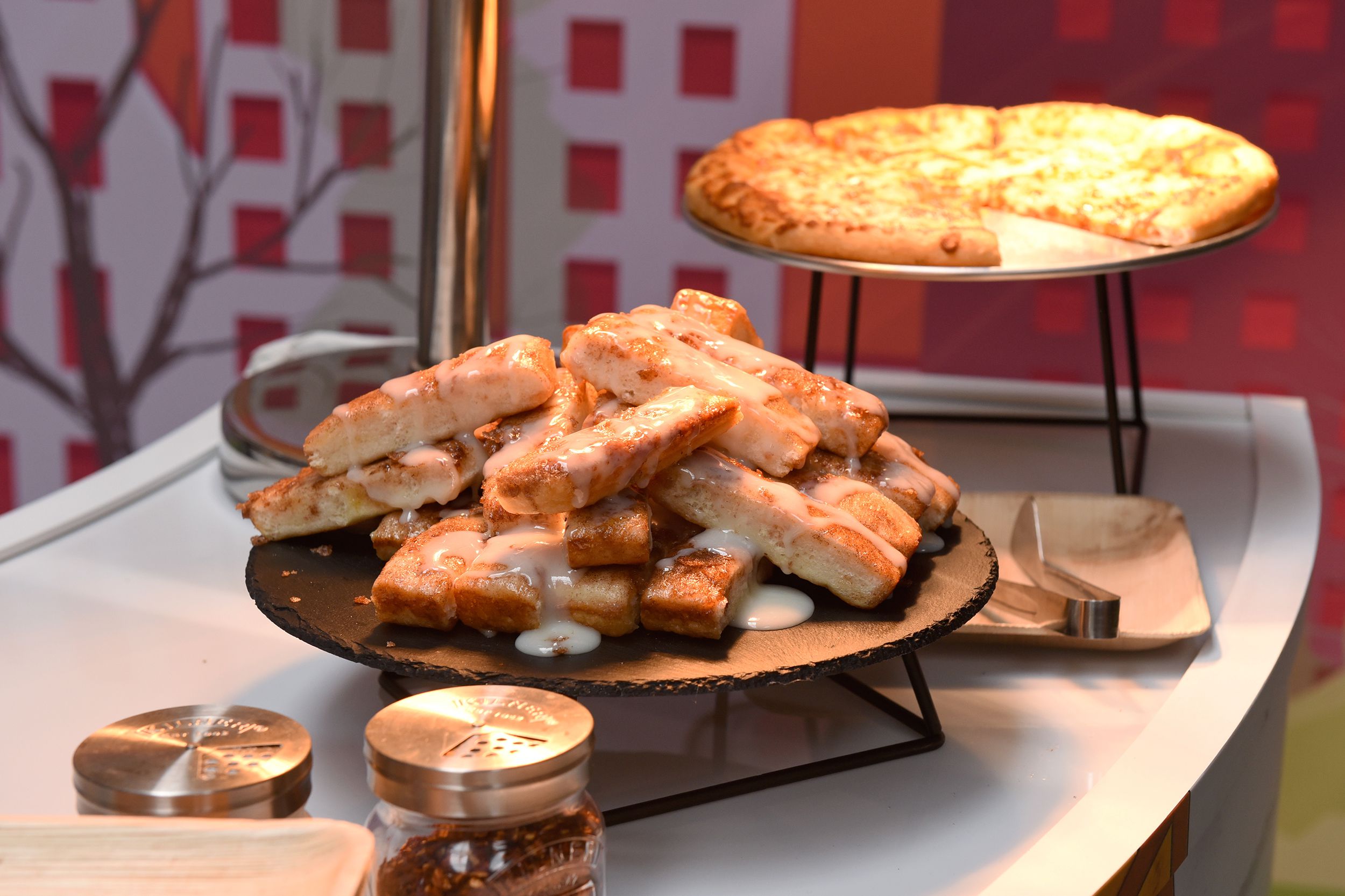food is served during the Pizza Hut Lounge at 2019 Comic-Con International