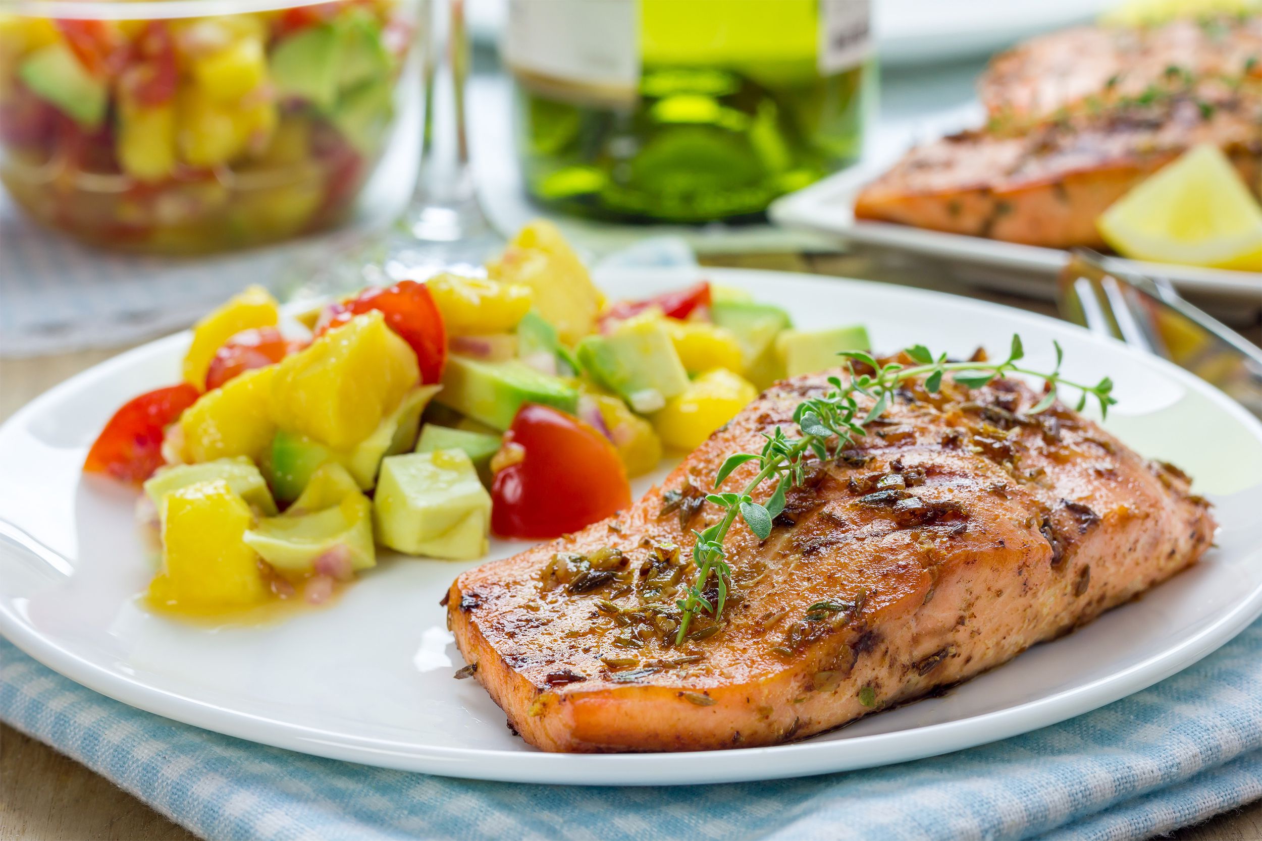 Salmon with avocado salsa