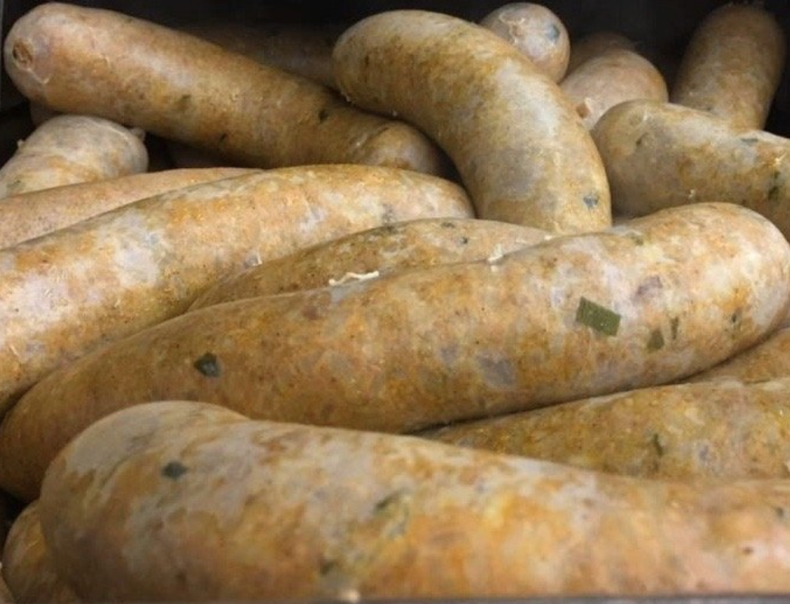 Boudin sausage on a cutting board