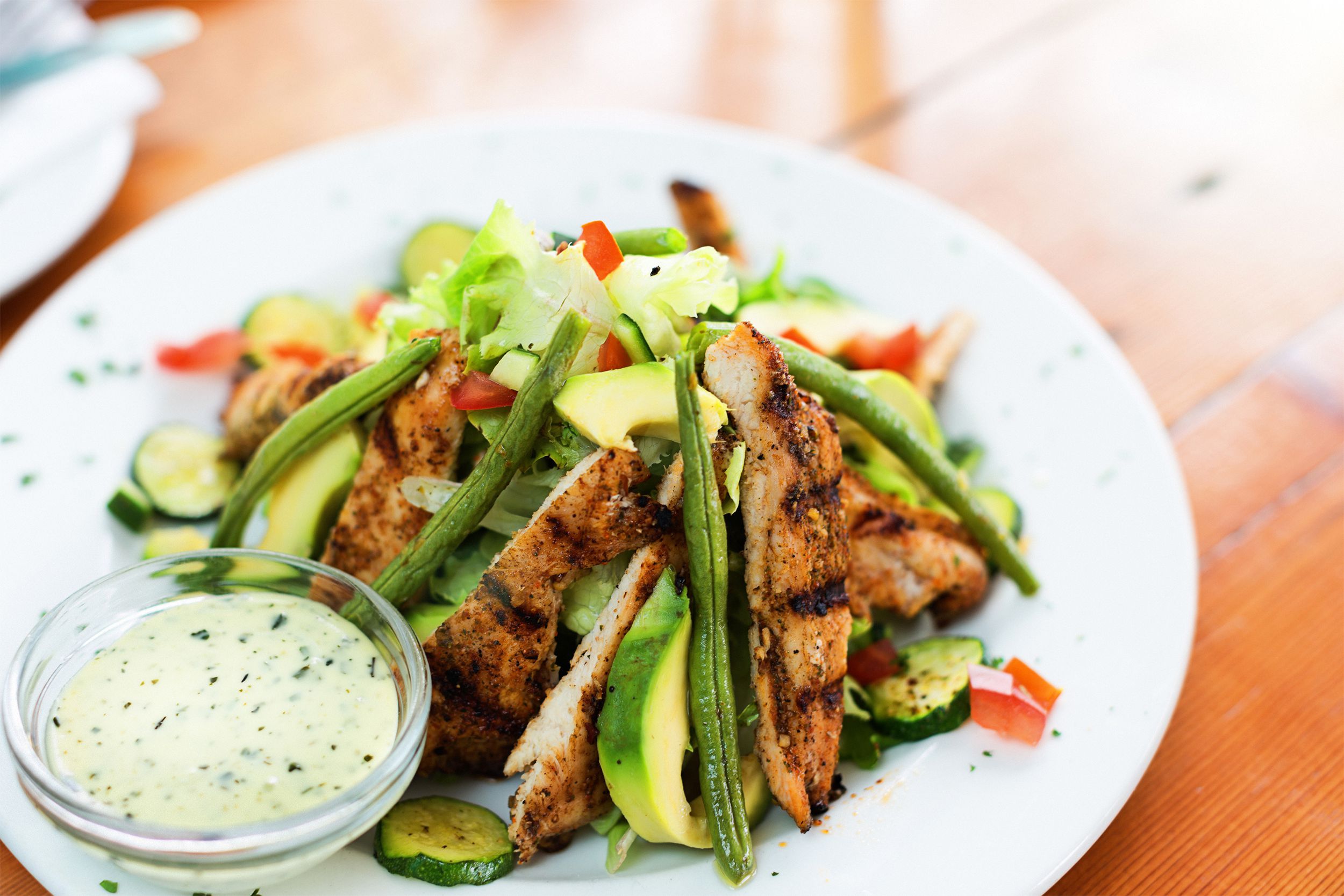 Salad with dressing on side