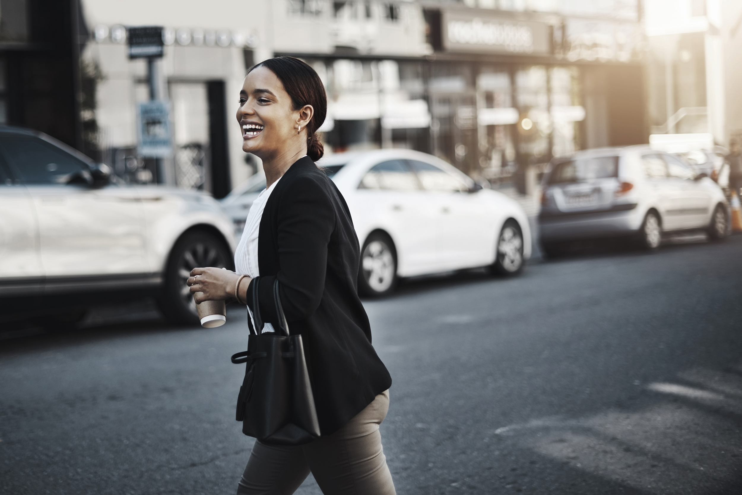 woman walking outside alone the street