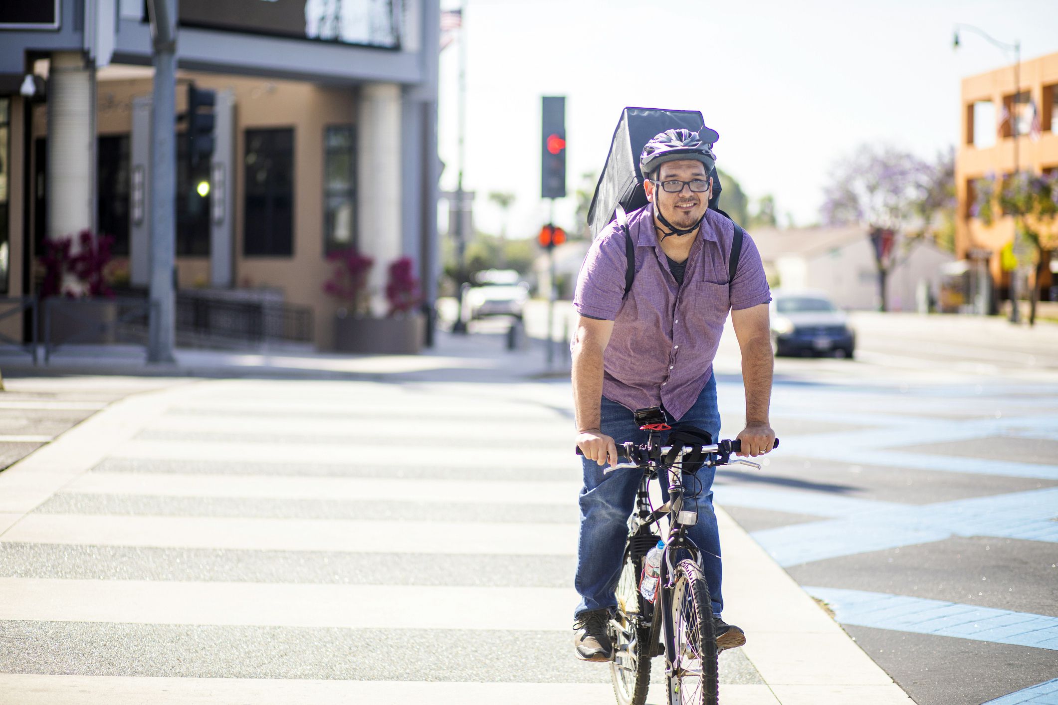 food delivery employee on bicycle