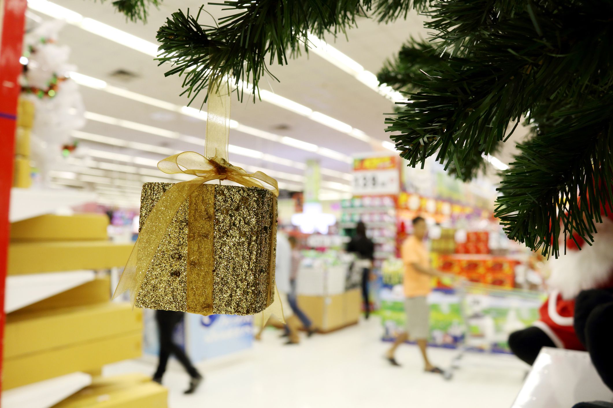 close-up holiday display at supermarket