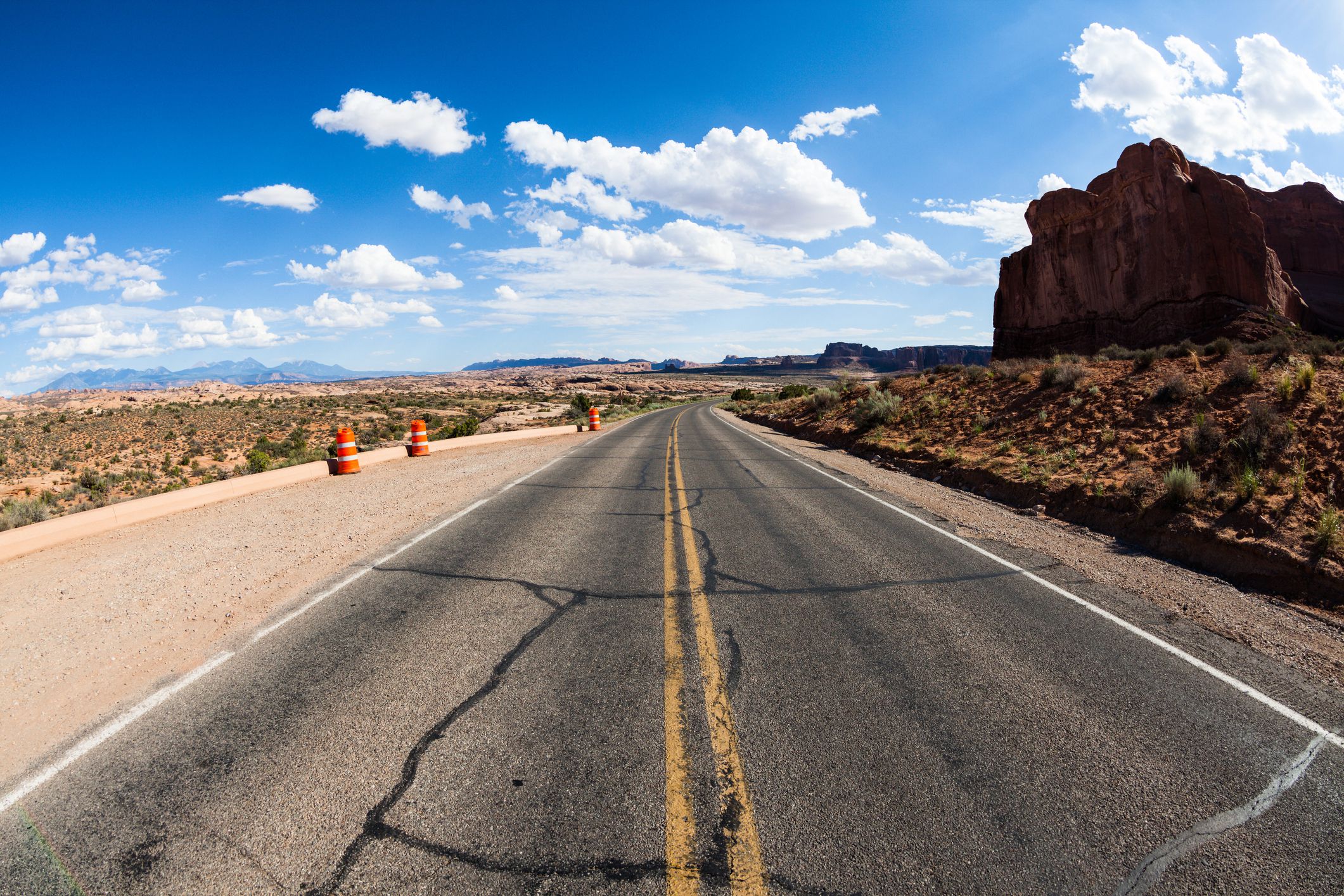 cracked road in utah desert