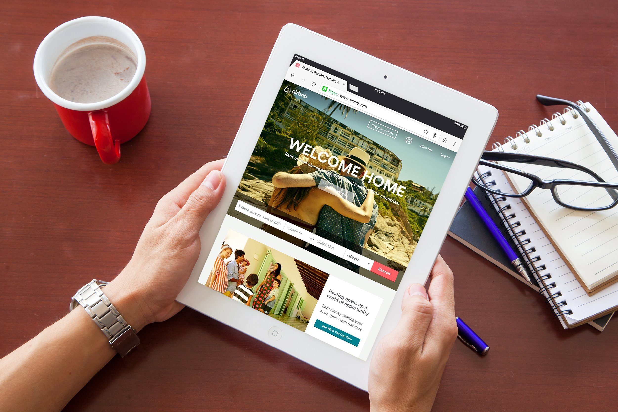 ipad open airbnb application