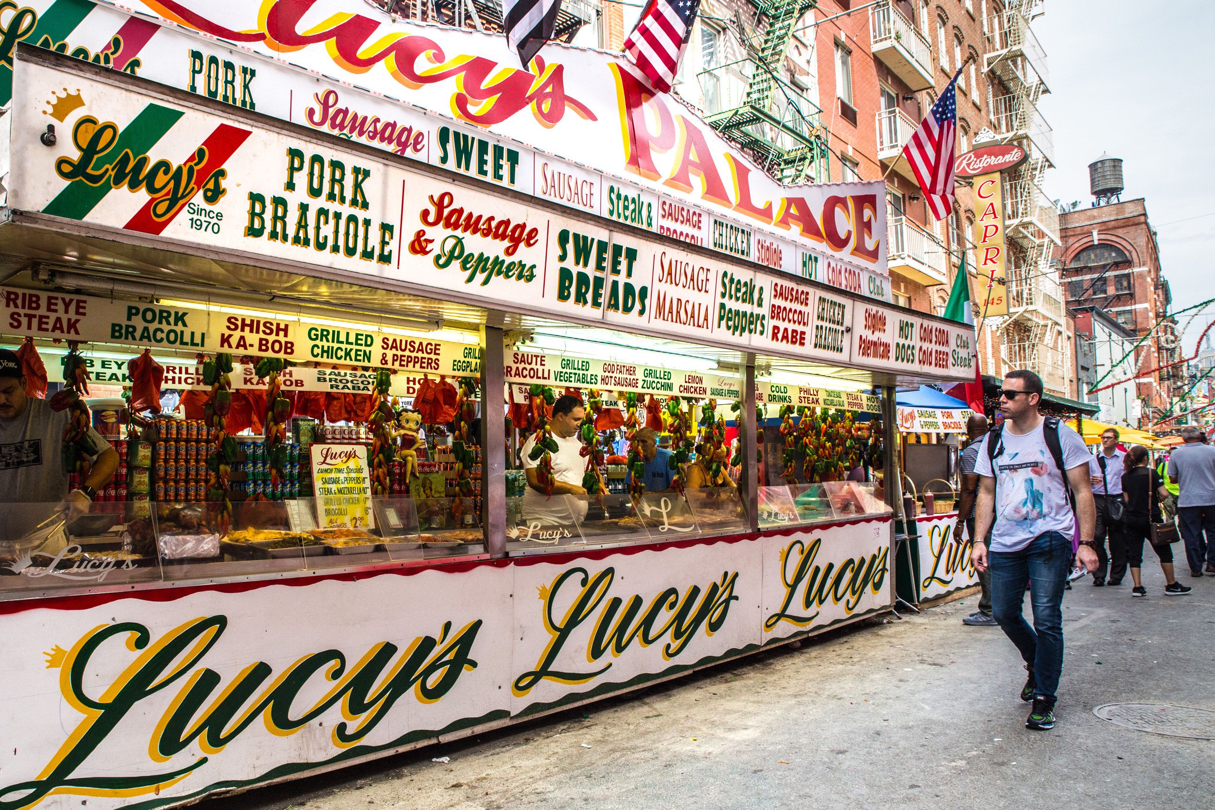 street food stand at feast of san gennaro in nyc