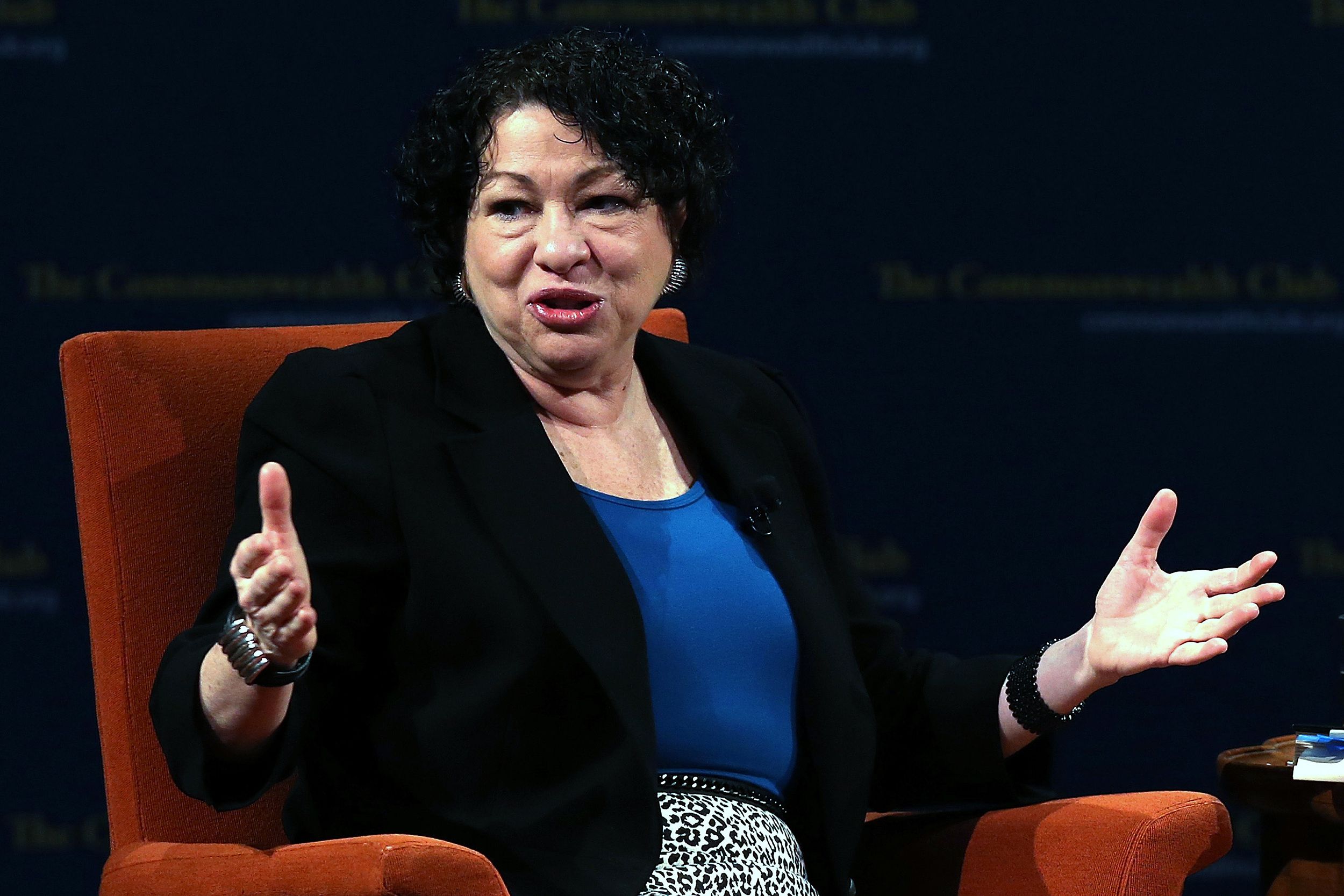 US Supreme Court Associate Justice Sonia Sotomayor speaks during a Commonwealth Club event at Herbst Theatre on January 28, 2013 in San Francisco, California.