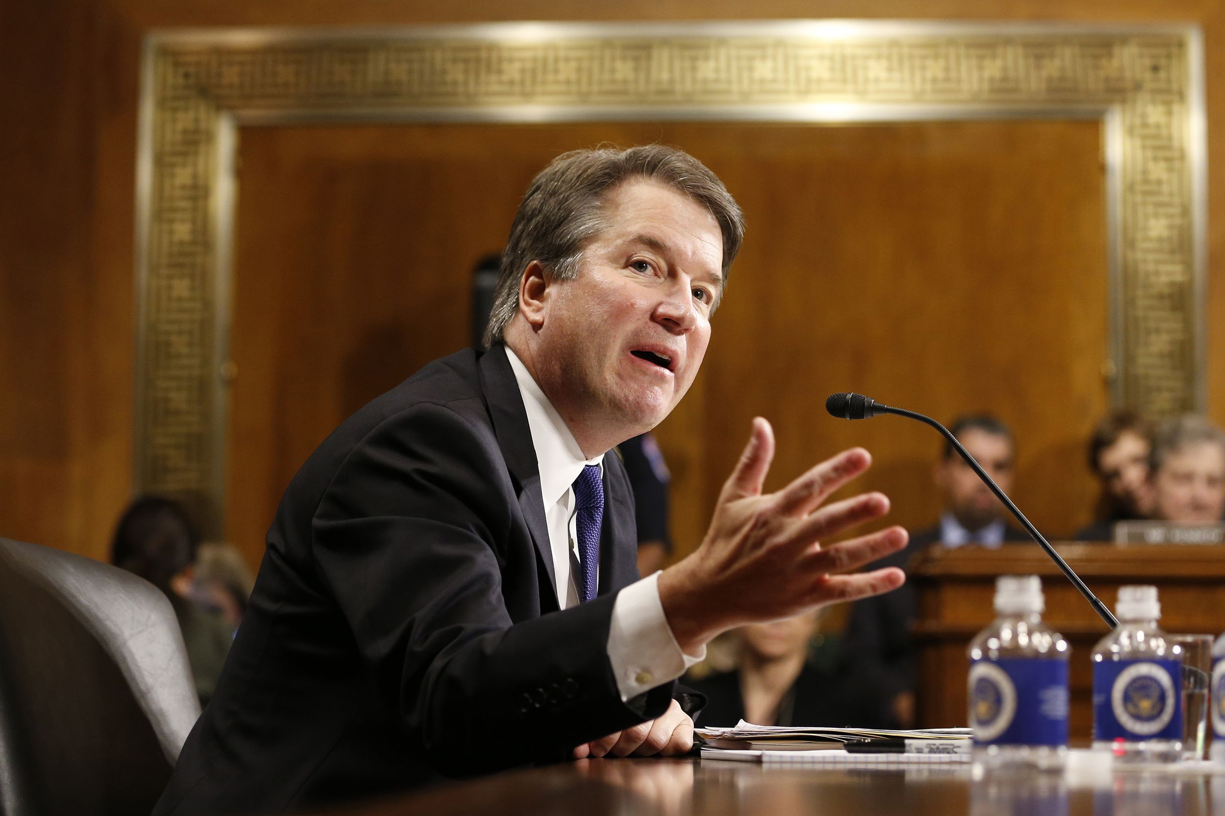 Brett Kavanaugh speaks at the Senate Judiciary Committee hearing on the nomination of Brett Kavanaugh to be an associate justice of the Supreme Court of the United States, on Capitol Hill in Washington, DC, USA, 27 September 2018.