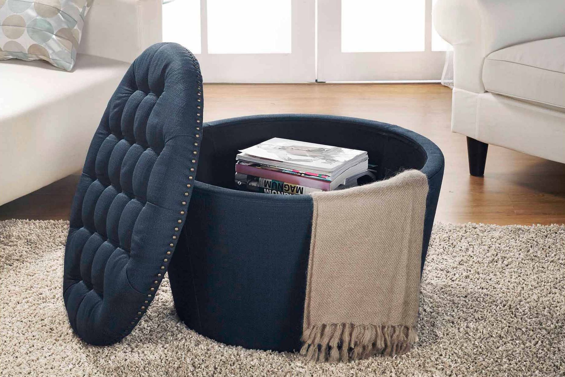 Better Homes and Gardens Round Tufted Storage Ottoman