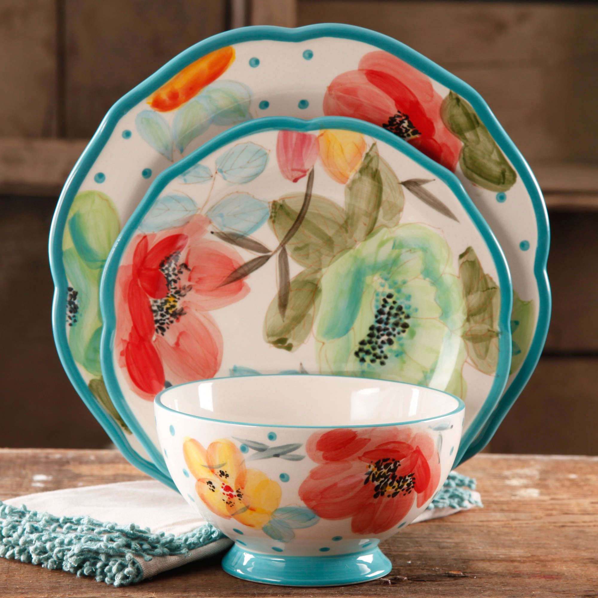 The Pioneer Woman Vintage Bloom 12-Piece Dinnerware Set
