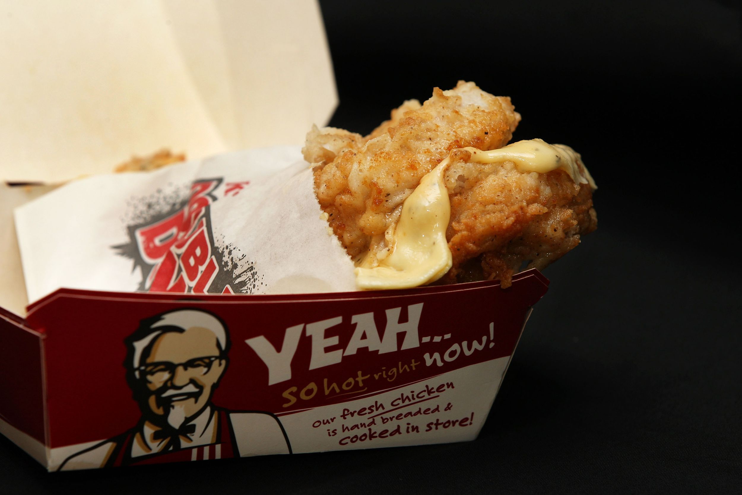 The new Double Down bunless burger is displayed on May 10, 2011 in Auckland, New Zealand.
