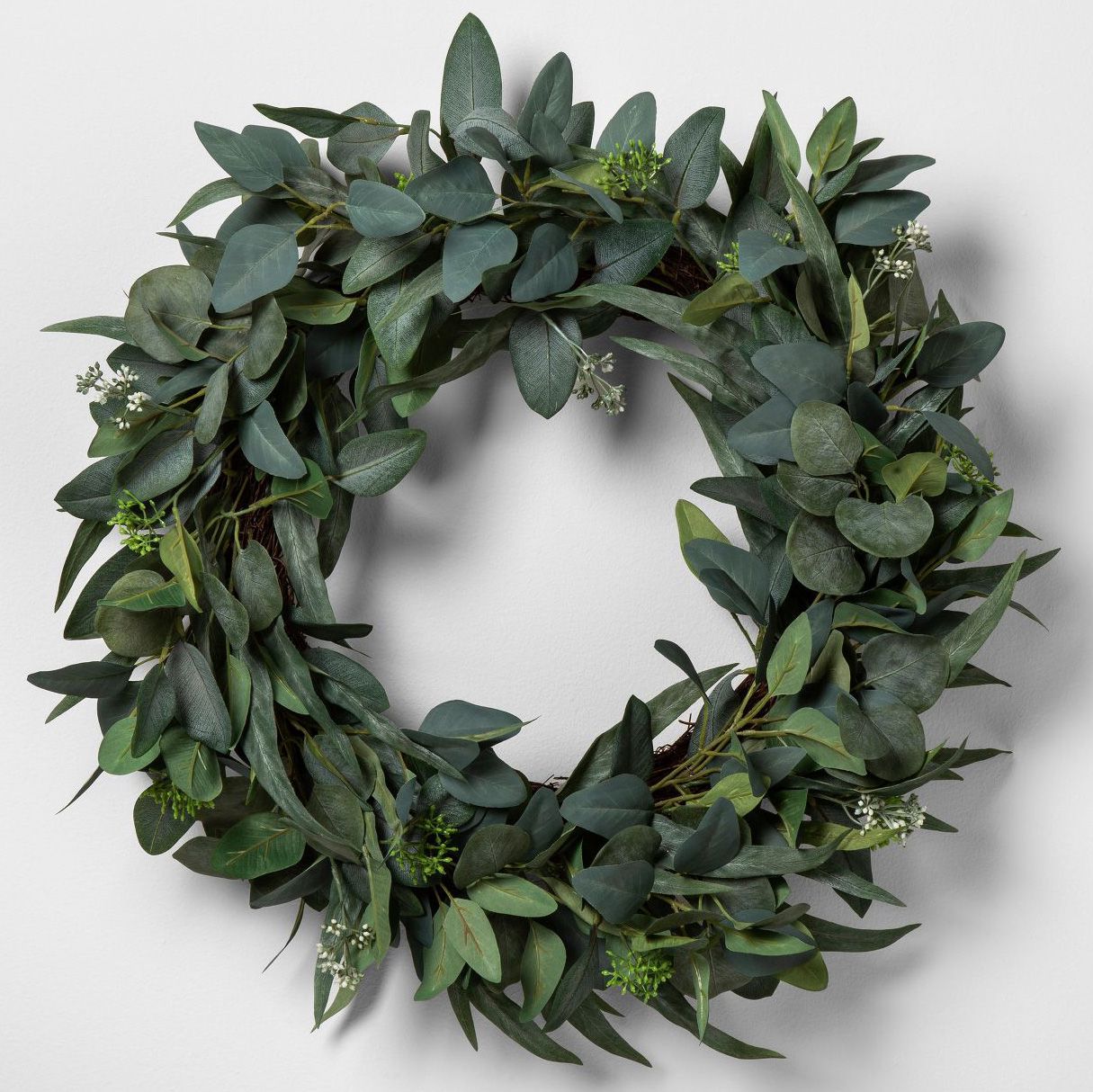 hearth & hand with magnolia faux seeded eucalyptus wreath