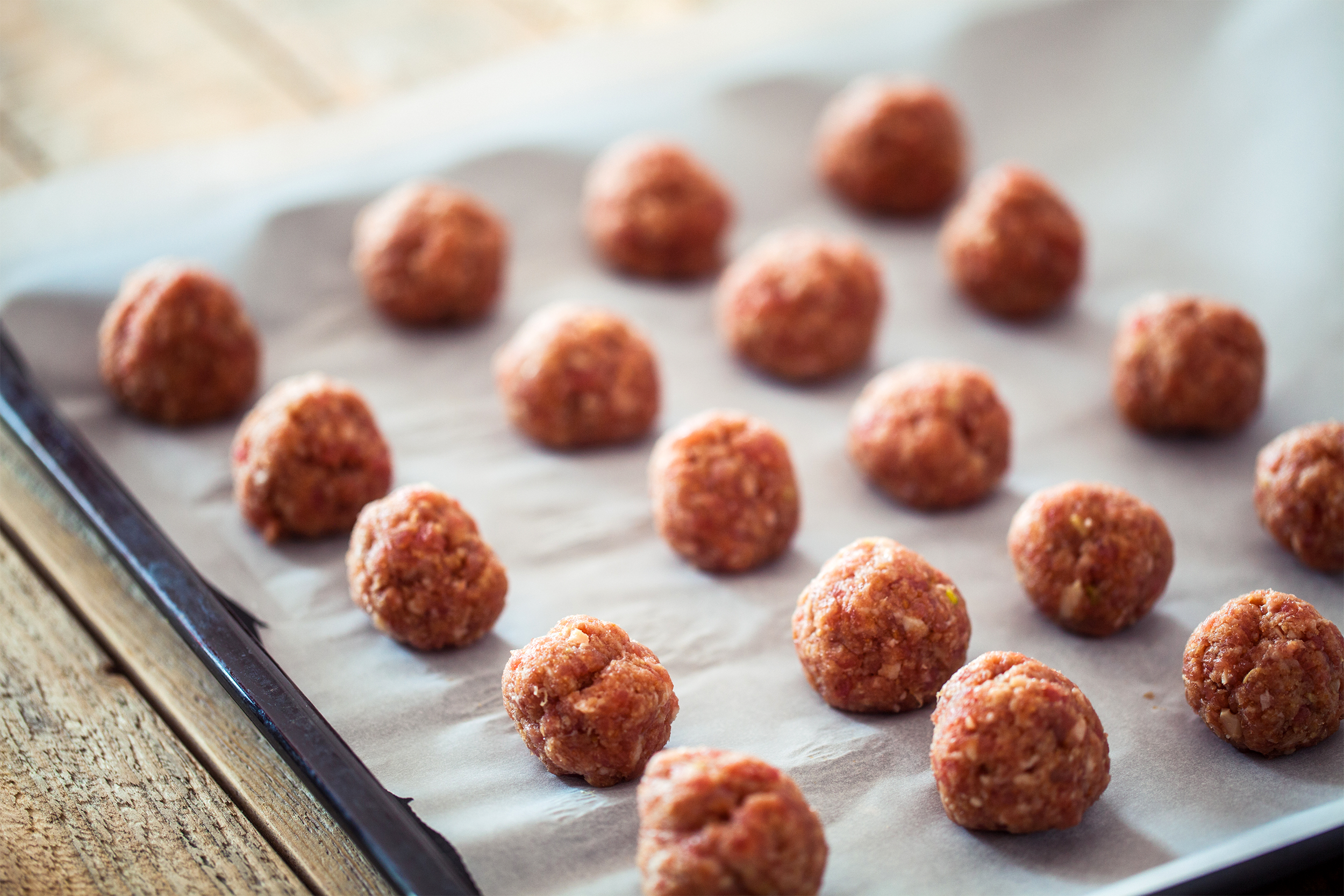 Meatballs on Baking Tray