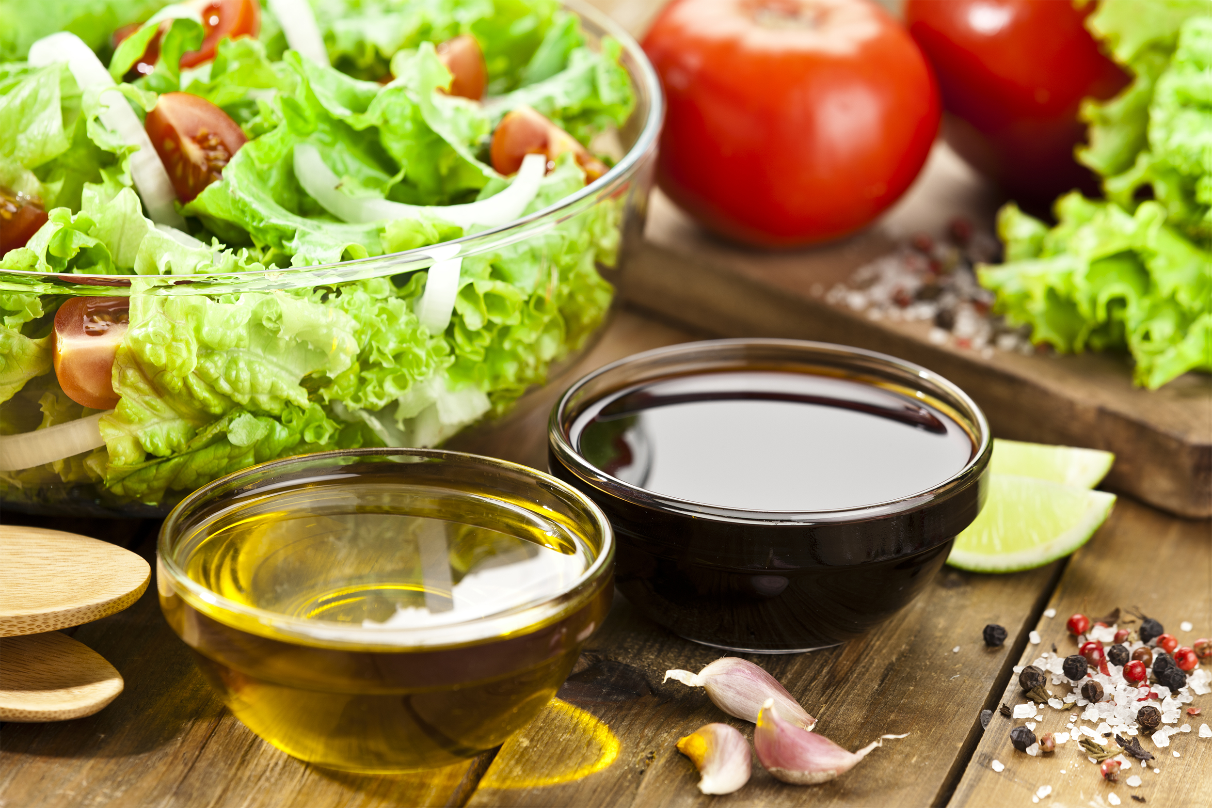 Balsamic vinegar and olive oil for a salad