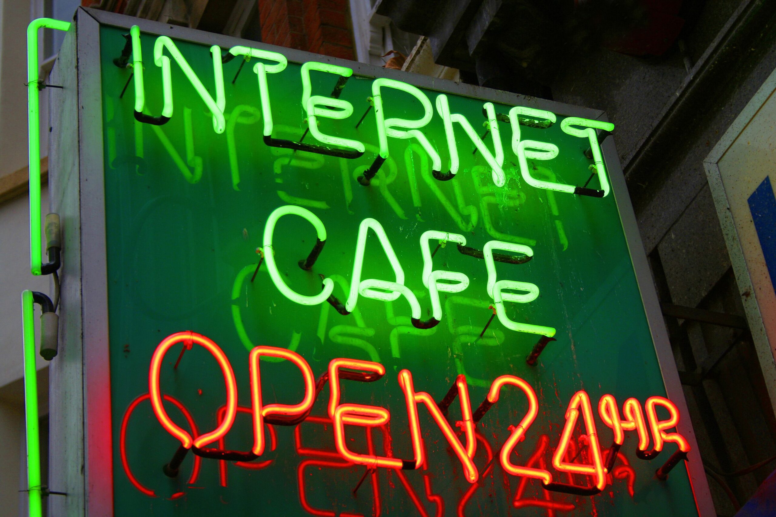 internet cafe neon sign