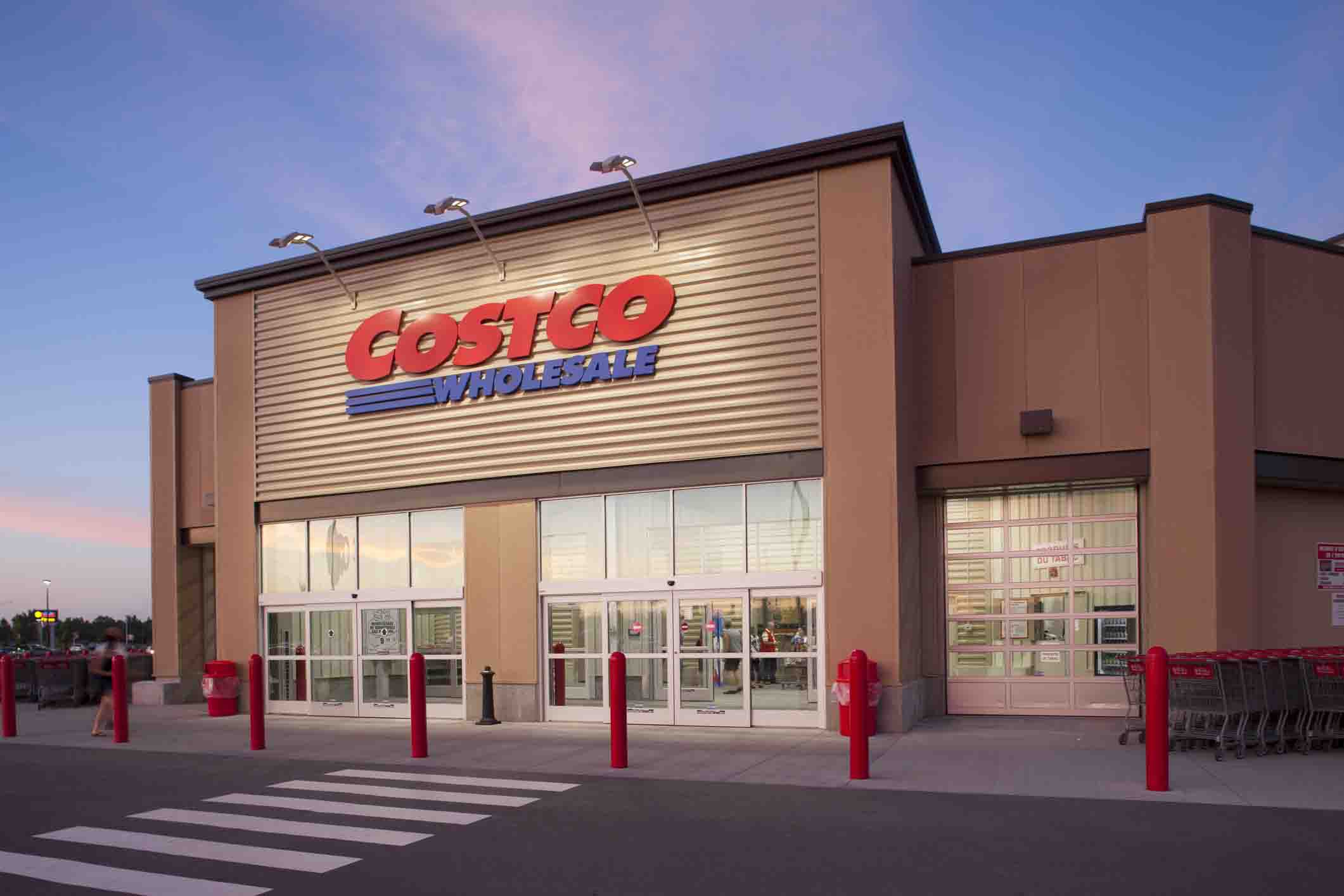 costco exterior at dusk
