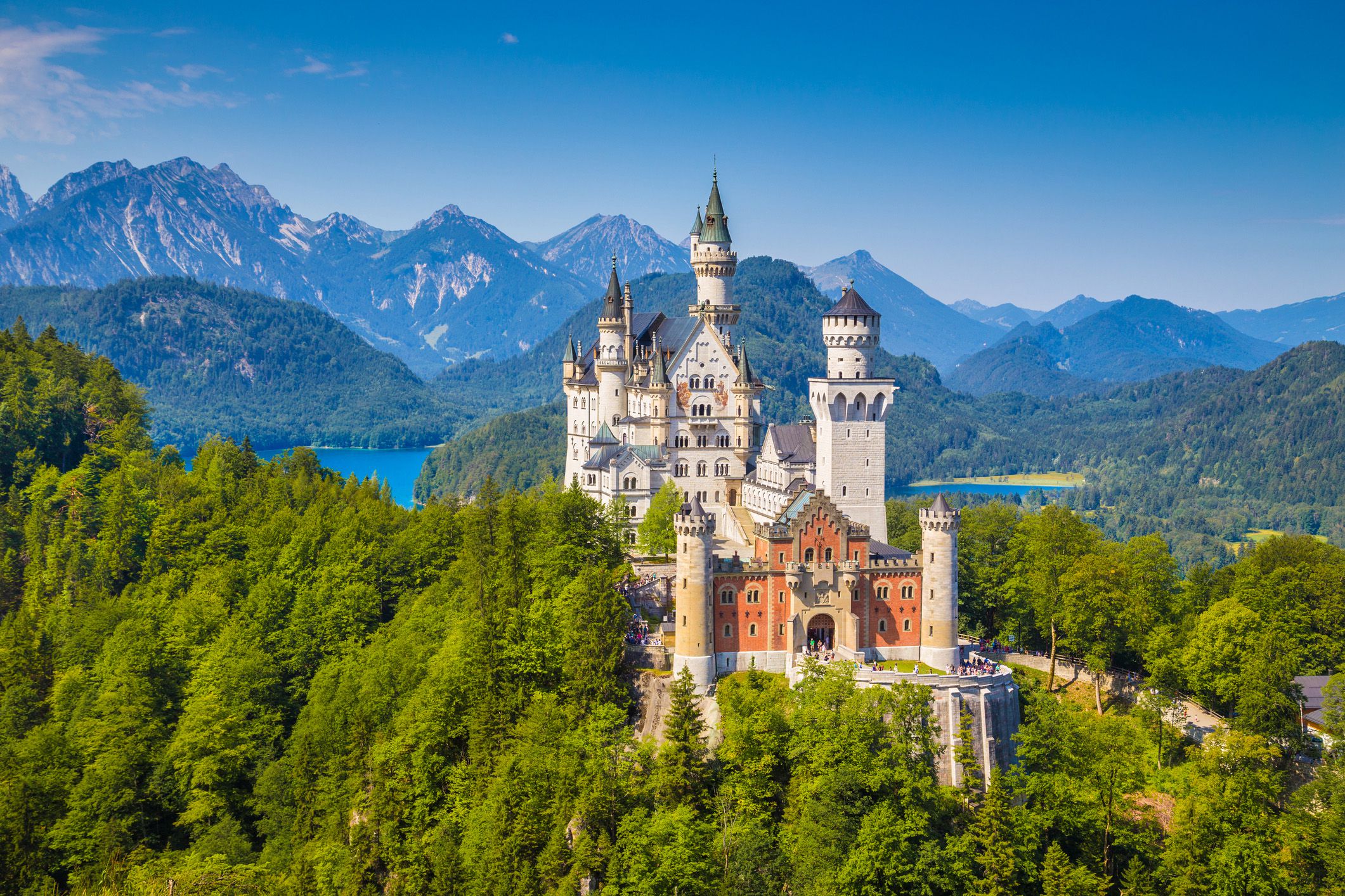 neuschwanstein castle with scenic mountain landscape