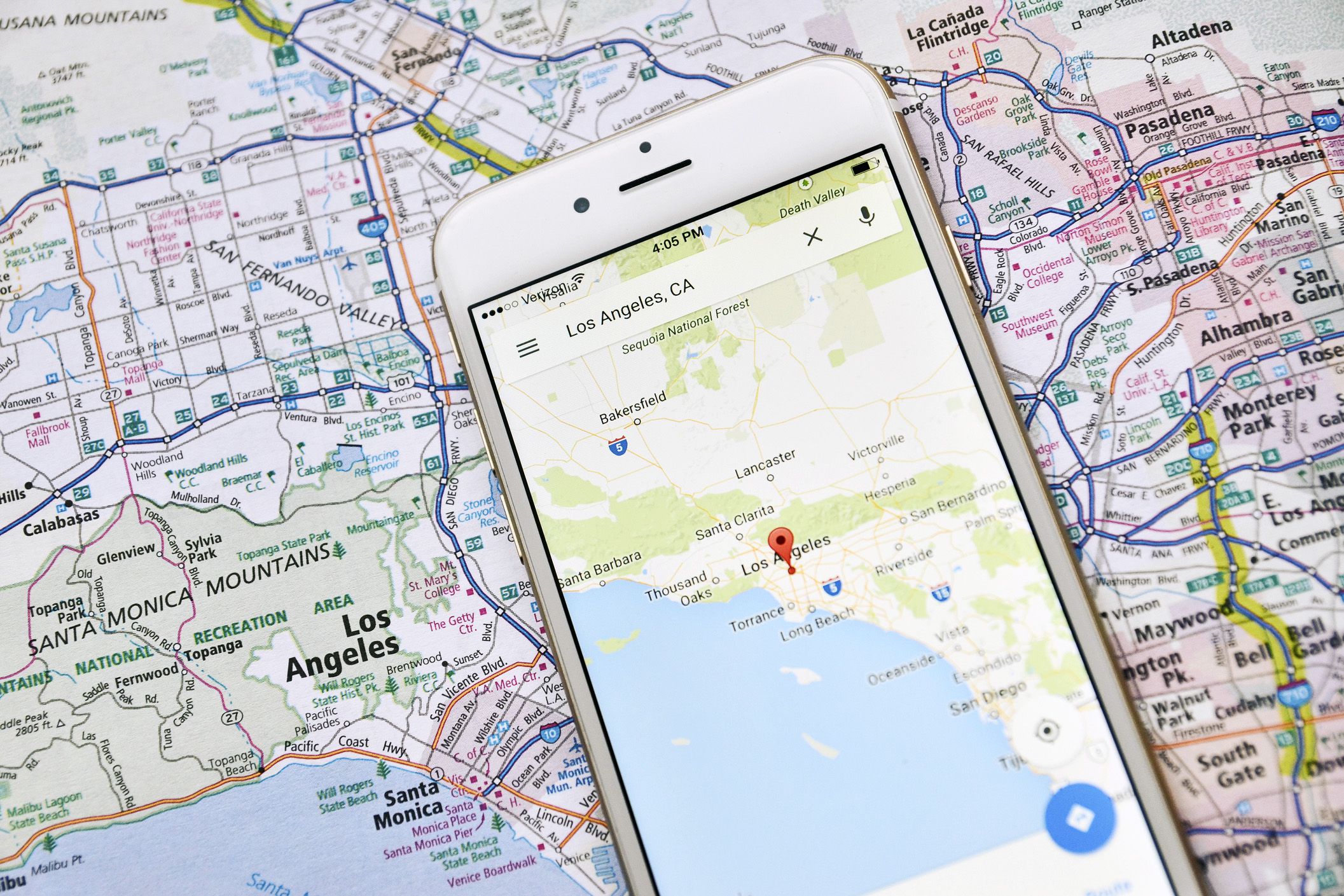 los angeles on google maps on phone