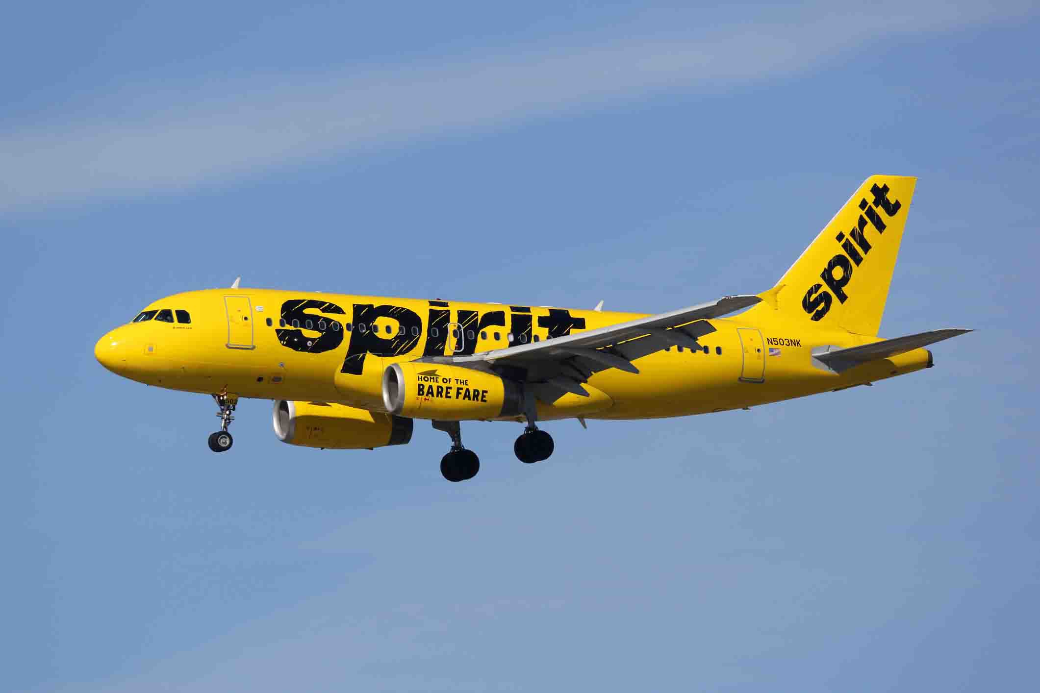 spirit airline airbus A319 in the air