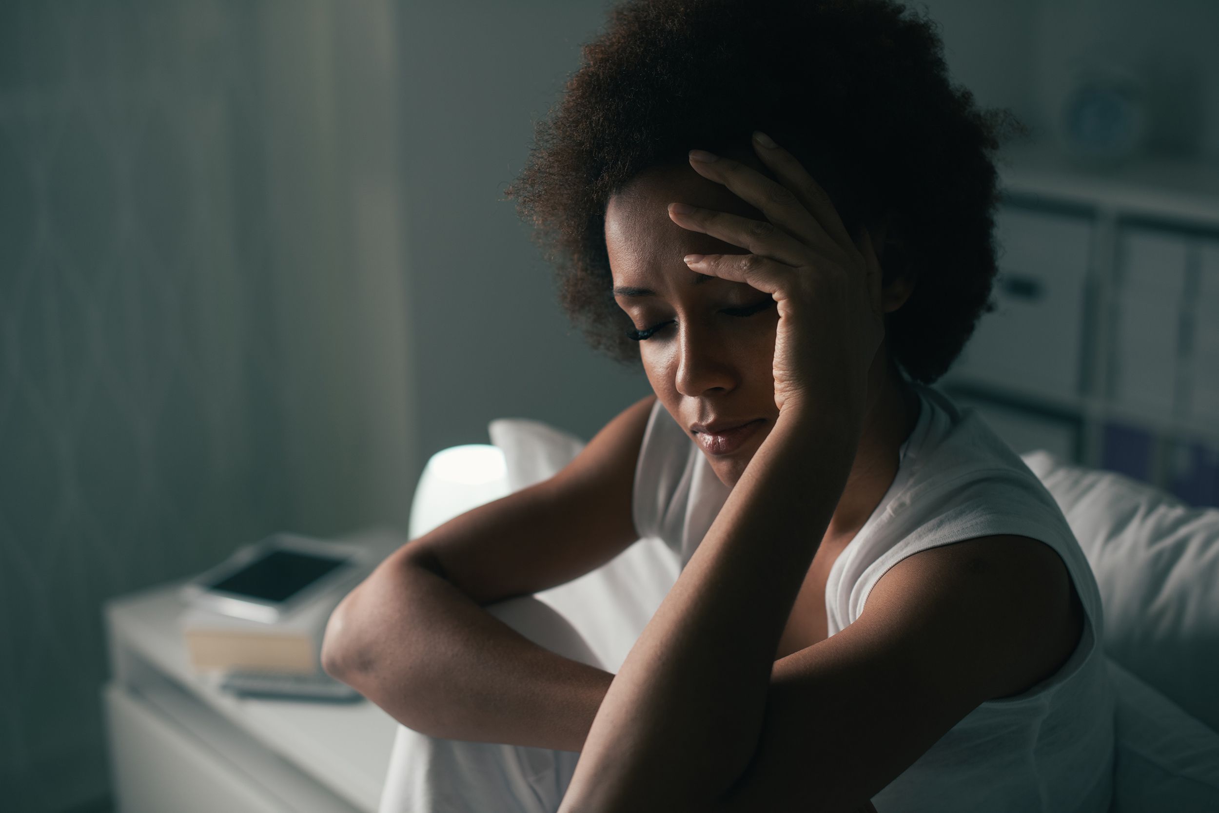 sad woman suffering from insomnia