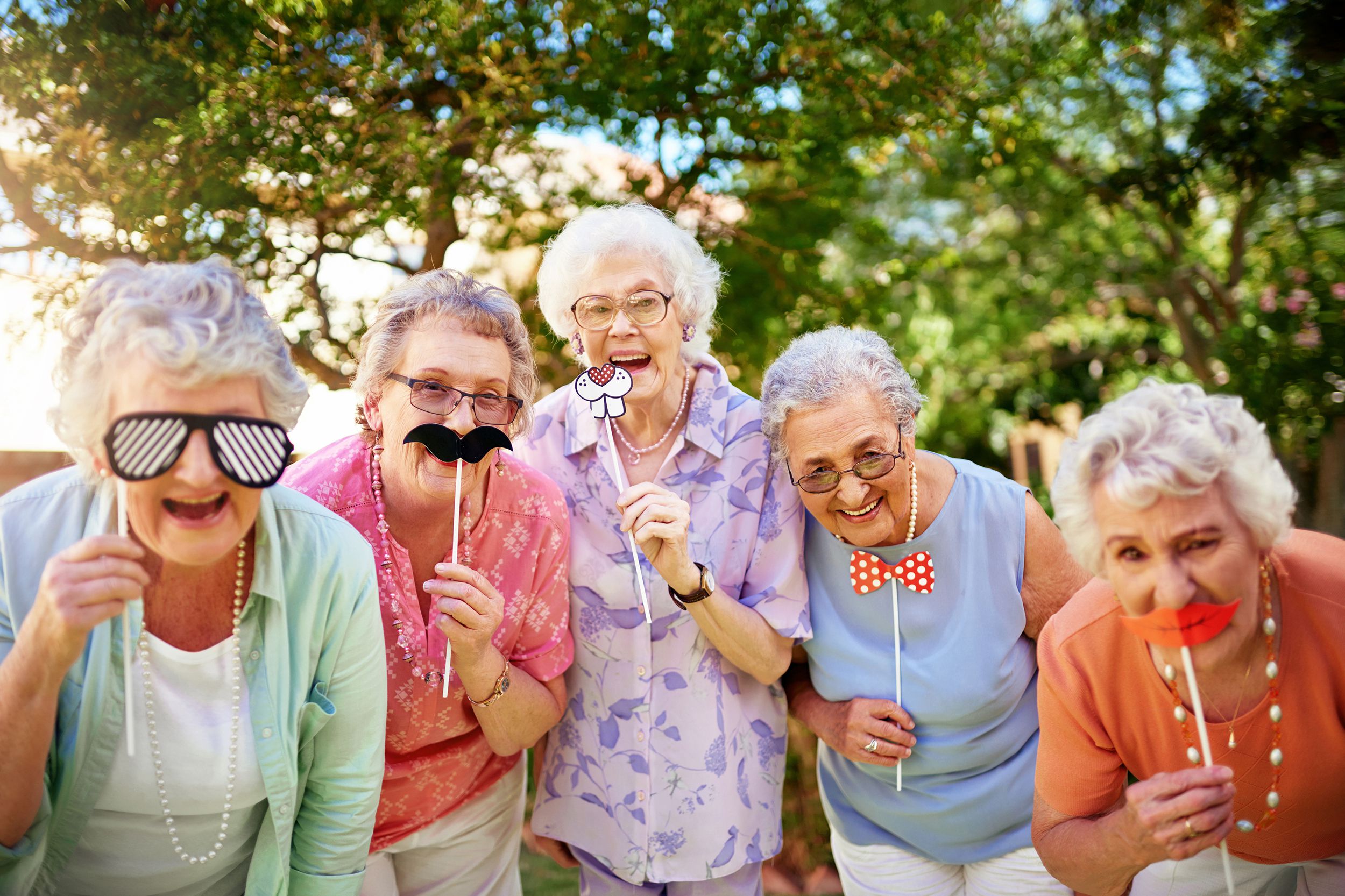 group of senior being silly