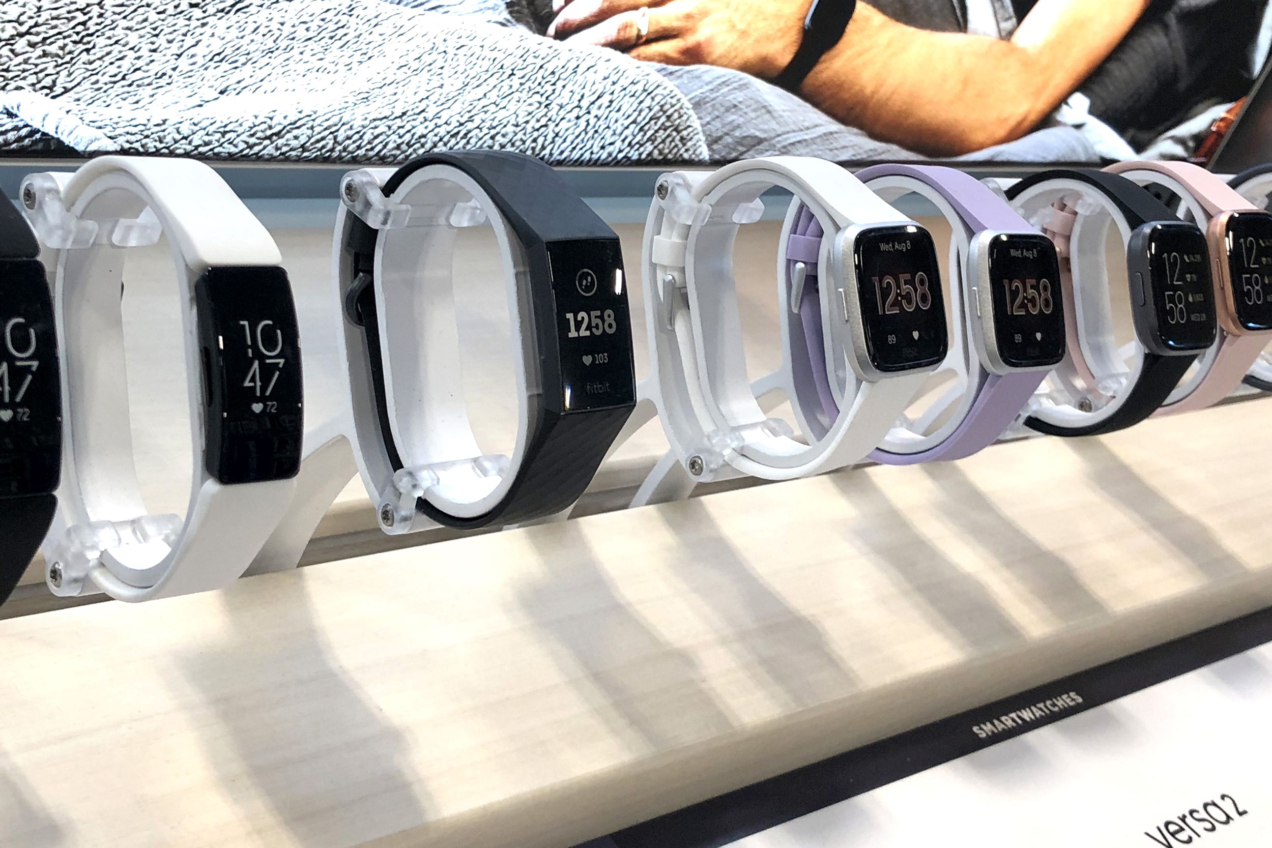 Fitbit smartwatches are displayed at a Best Buy store on November 01, 2019 in San Rafael, California.