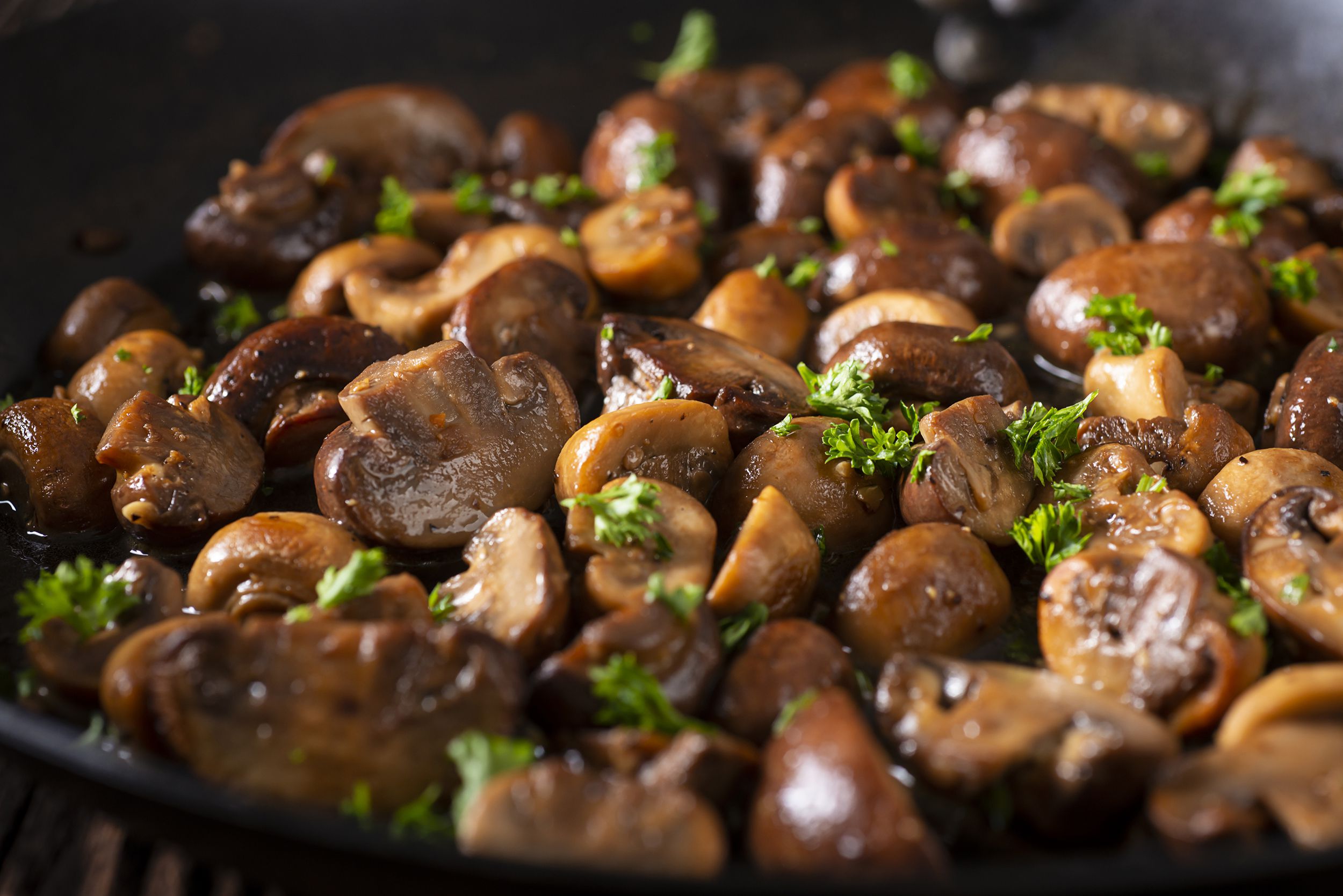 cooked mushrooms in skillet