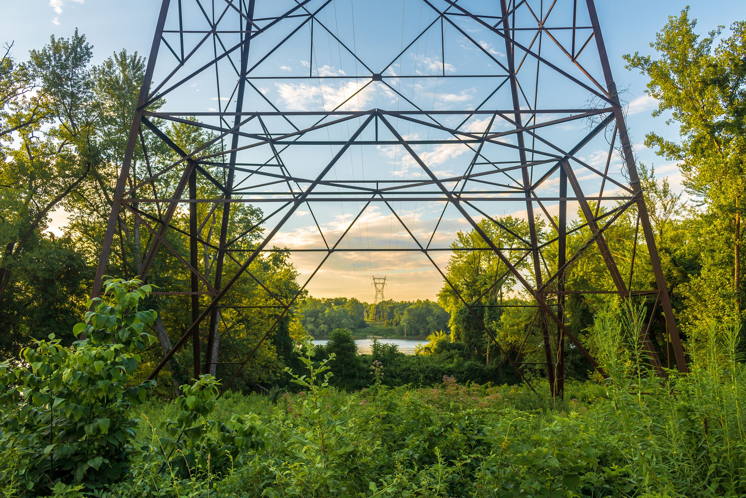 power lines at sunrise, Connecticut