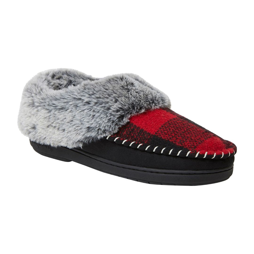 Dearfoams Plaid Moccasin Toe Women’s Clog Slippers