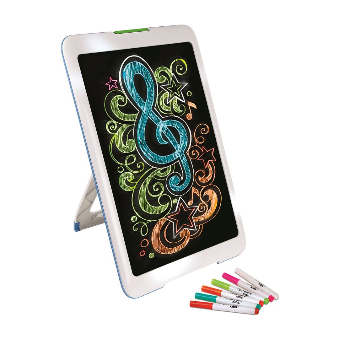 Discovery Kids Neon Glow Drawing Easel with Color Markers