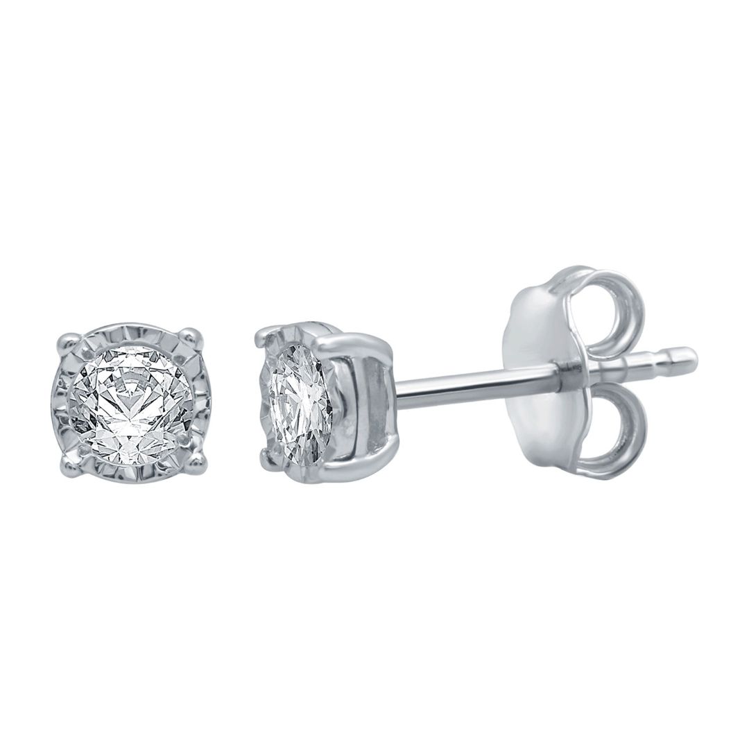 White Diamond 10K White Gold Stud Earrings