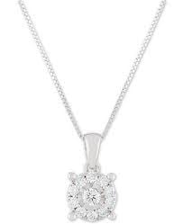 Diamond Halo 18” Pendant Necklace