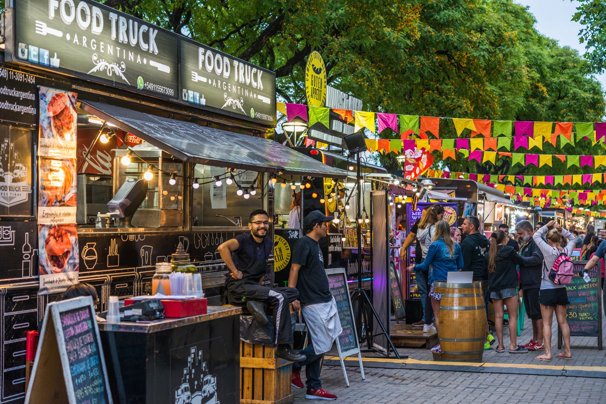 food trucks at street market