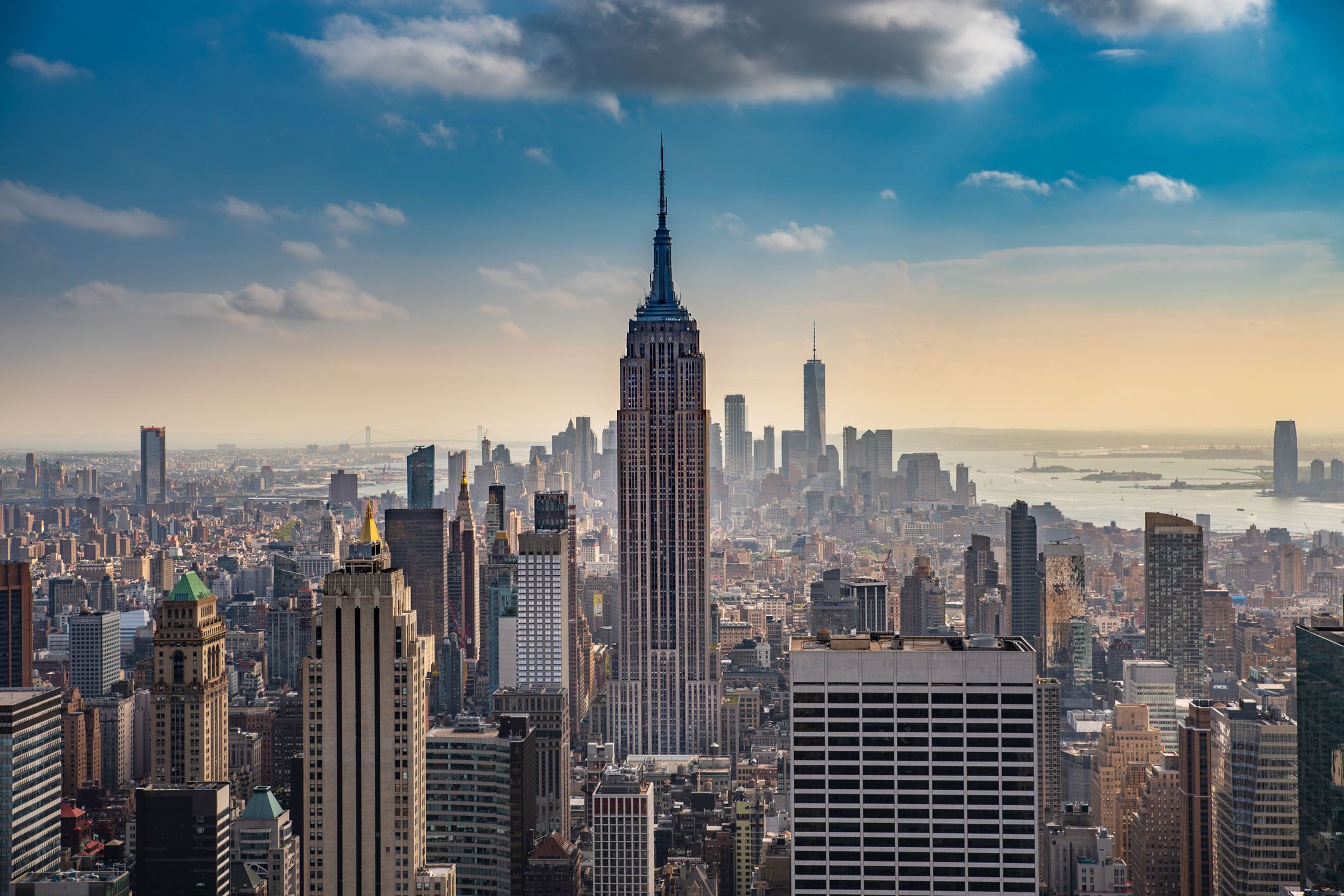 empire state building as seen from rooftop of rockefeller building