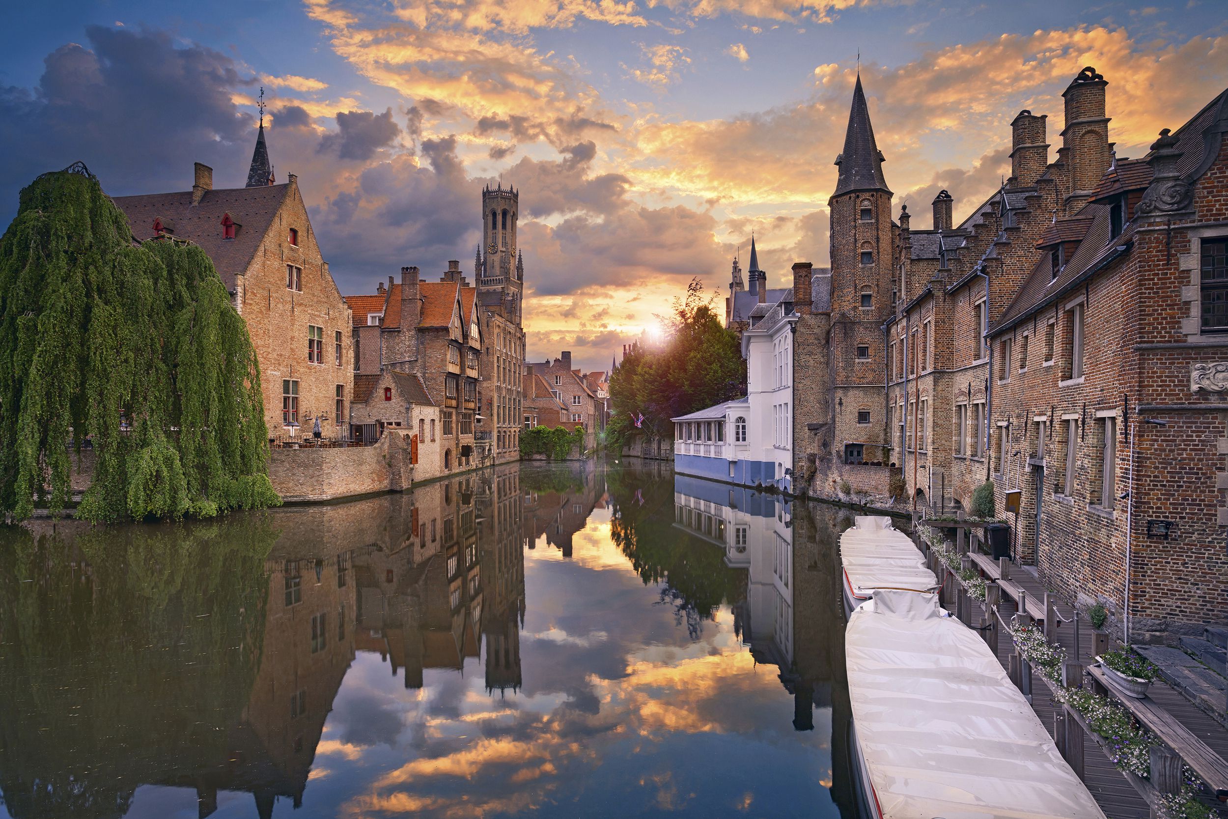 sunset, Bruges, Belgium